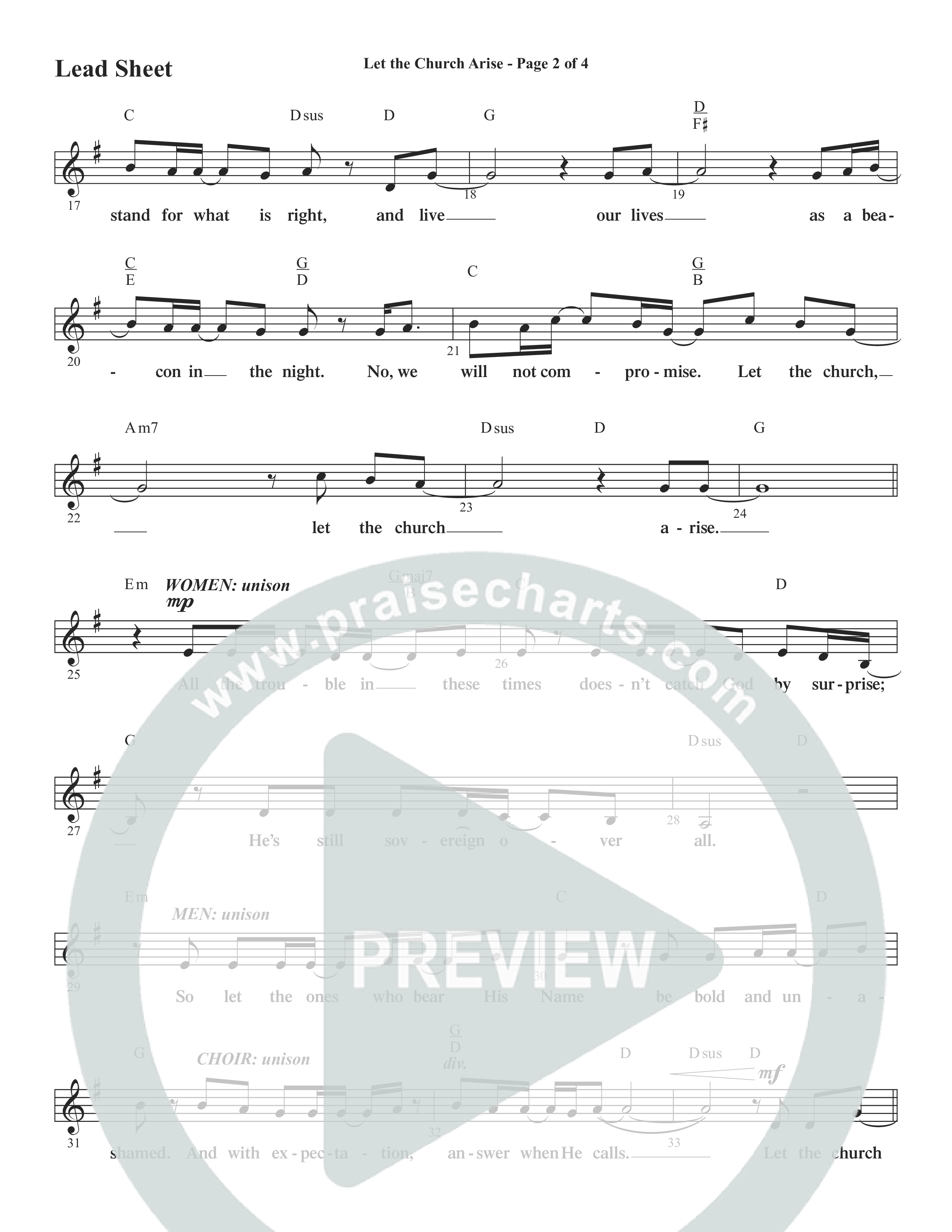 Let The Church Arise (Choral Anthem SATB) Lead Sheet (Melody) (Word Music Choral / Arr. Marty Hamby)