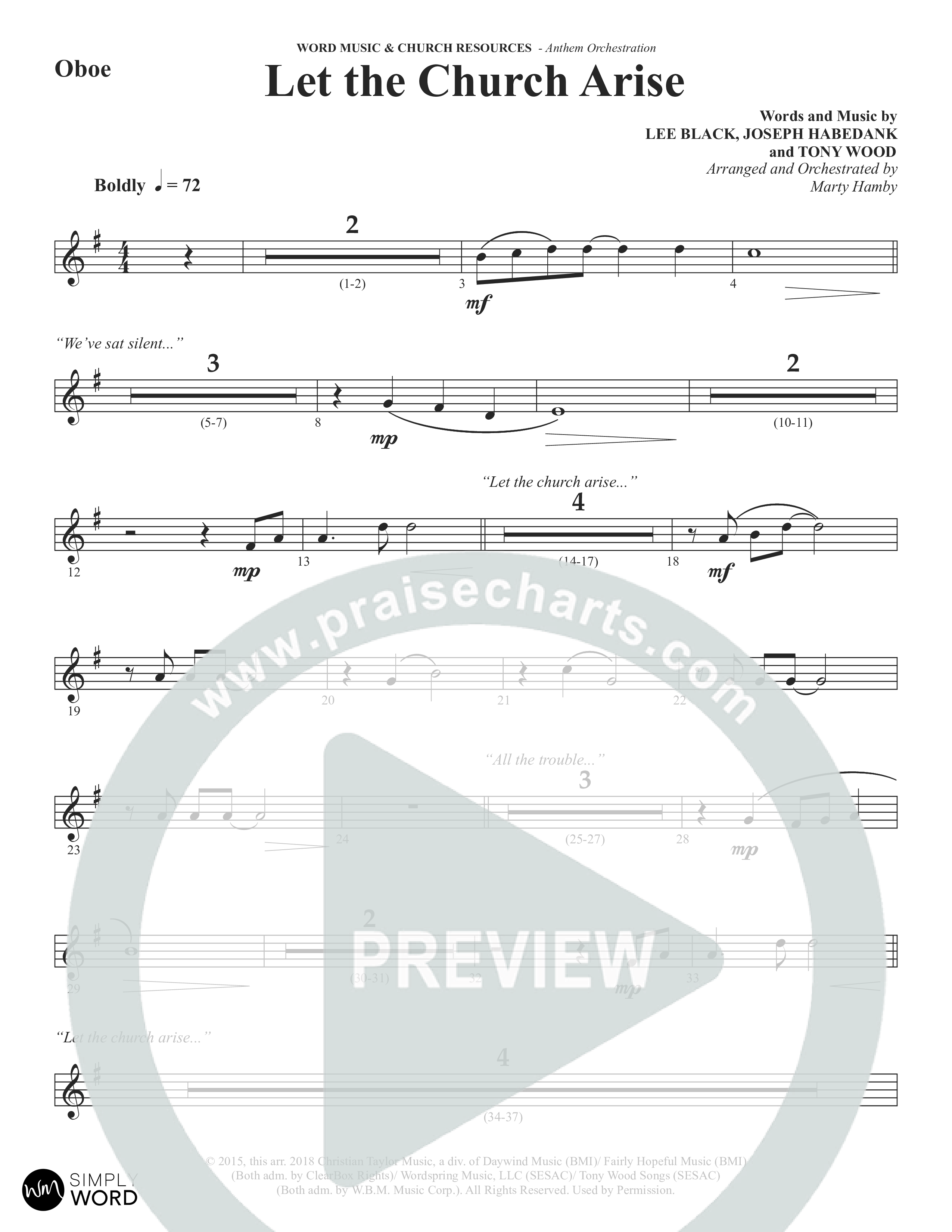 Let The Church Arise (Choral Anthem SATB) Oboe (Word Music Choral / Arr. Marty Hamby)