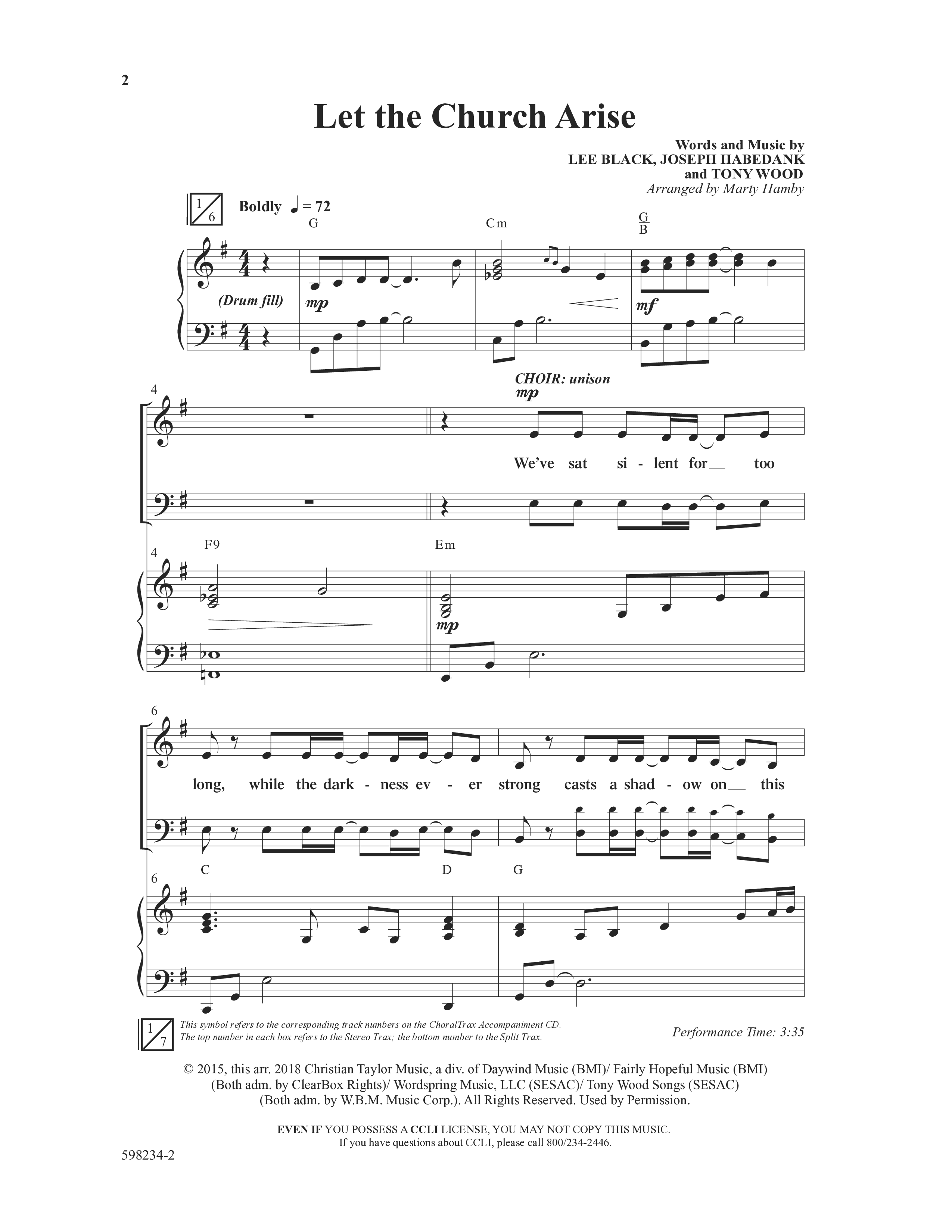Let The Church Arise (Choral Anthem SATB) Anthem (SATB/Piano) (Word Music Choral / Arr. Marty Hamby)