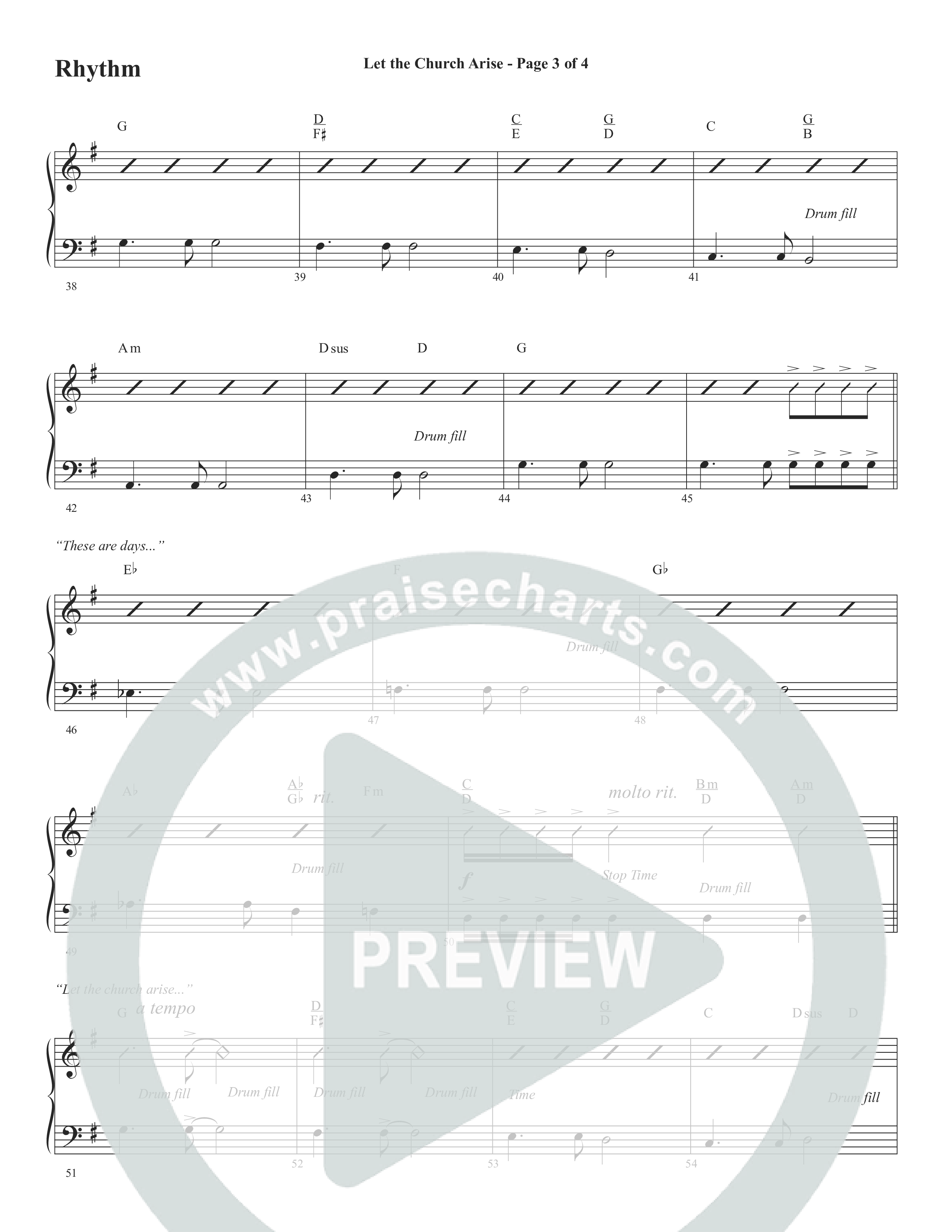 Let The Church Arise (Choral Anthem SATB) Rhythm Chart (Word Music Choral / Arr. Marty Hamby)