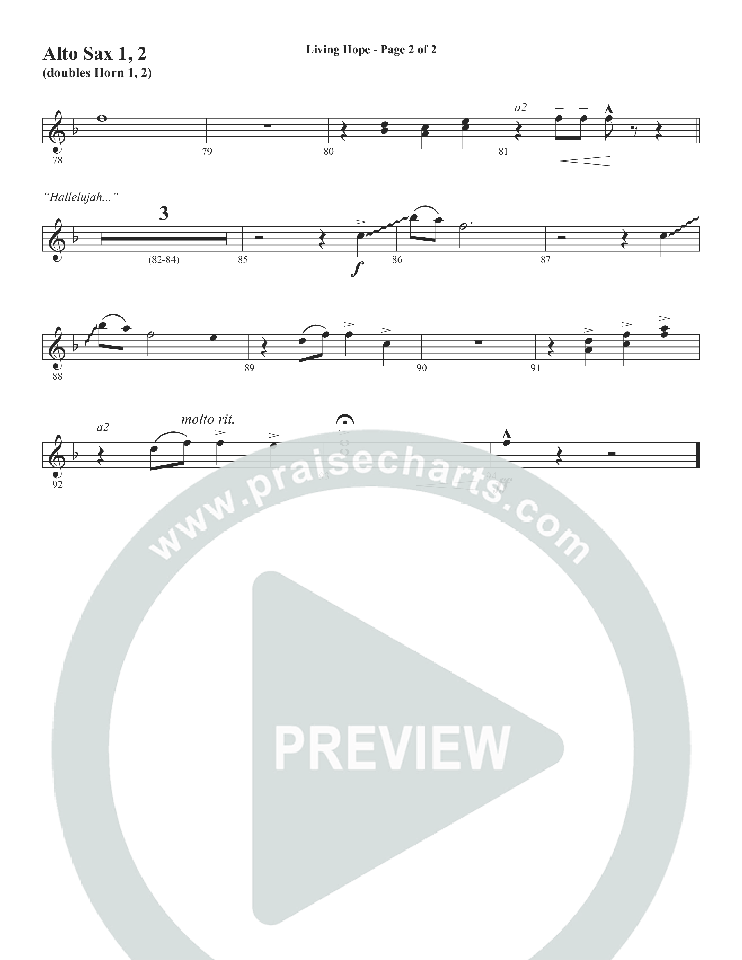 Living Hope (Choral Anthem SATB) Alto Sax 1/2 (Word Music Choral / Arr. David Wise)