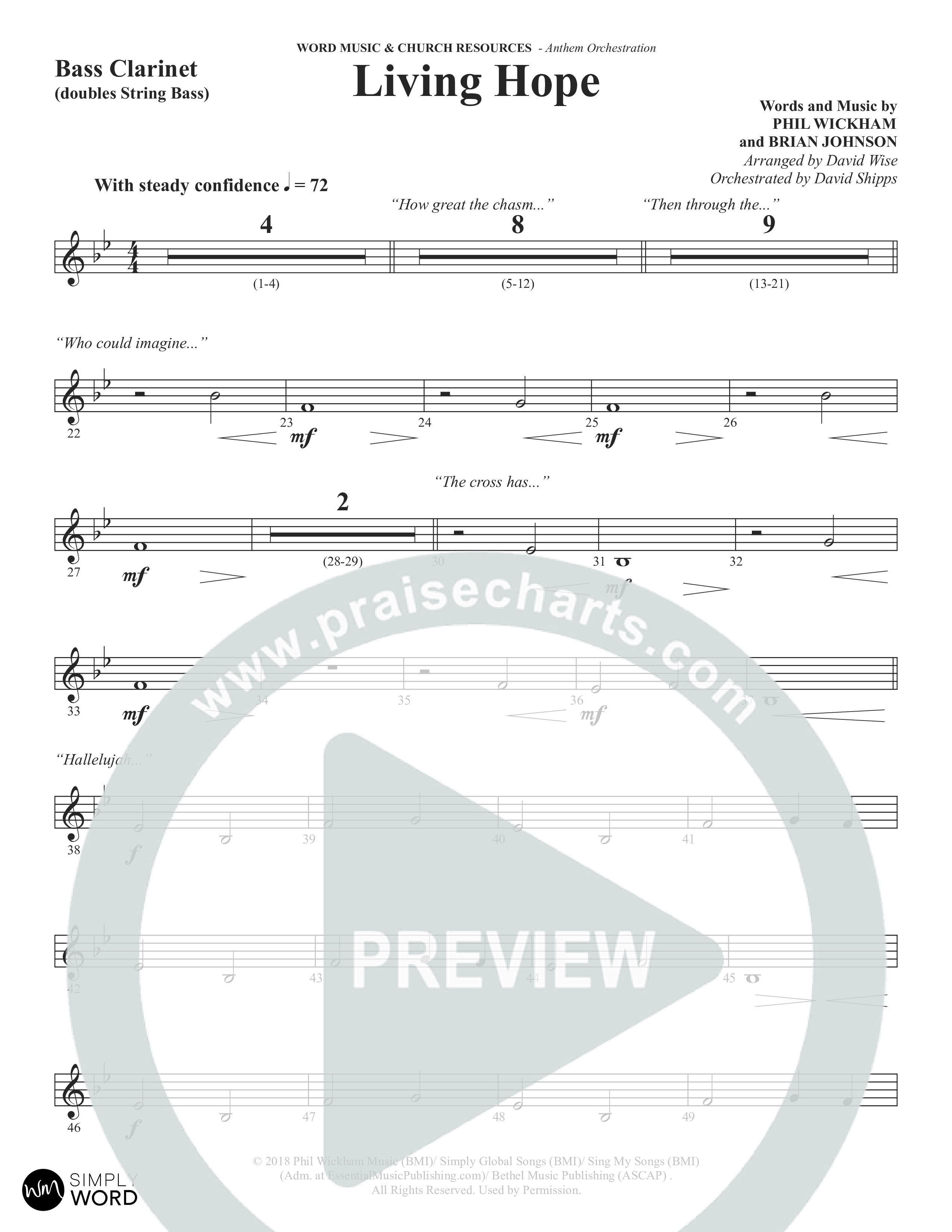 Living Hope (Choral Anthem SATB) Bass Clarinet (Word Music Choral / Arr. David Wise)