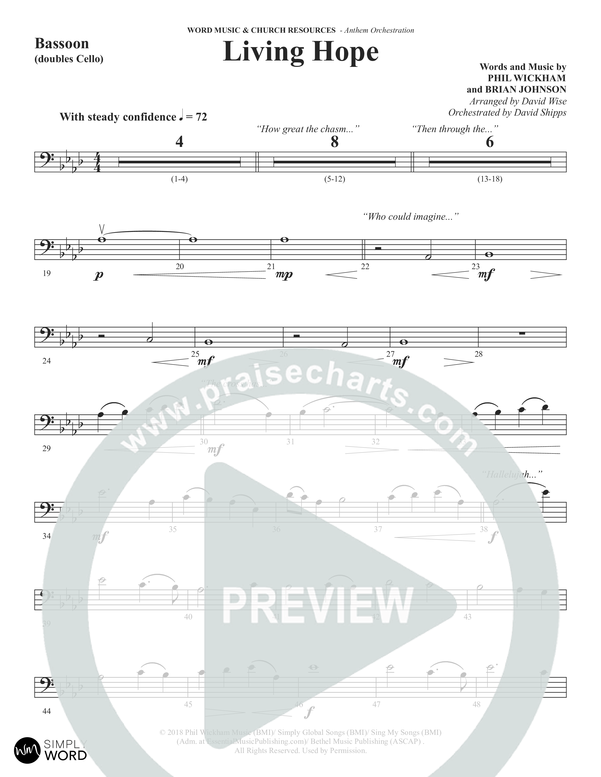 Living Hope (Choral Anthem SATB) Bassoon (Word Music Choral / Arr. David Wise)