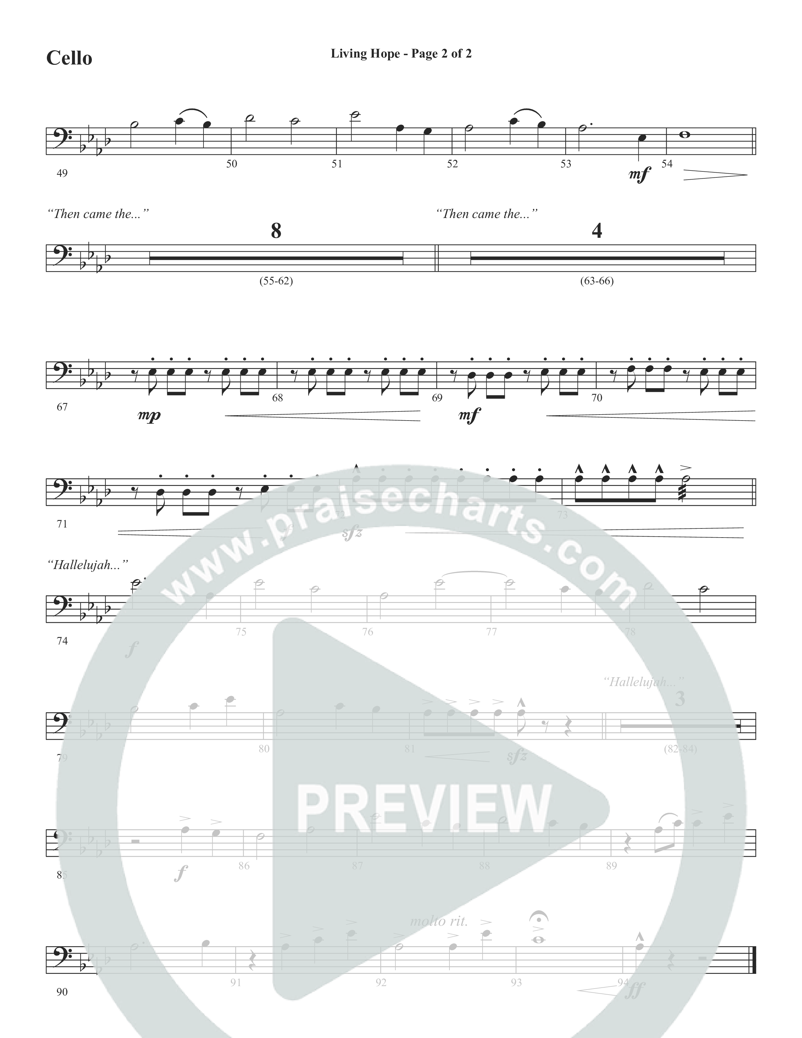 Living Hope (Choral Anthem SATB) Cello (Word Music Choral / Arr. David Wise)