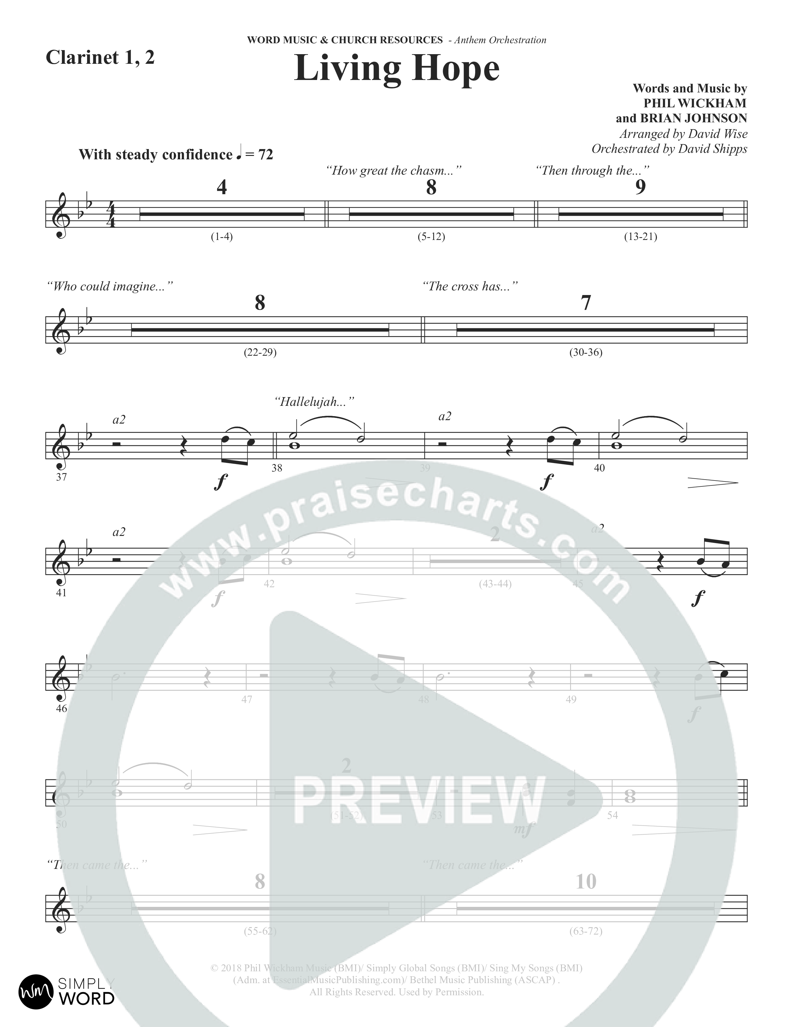 Living Hope (Choral Anthem SATB) Clarinet 1/2 (Word Music Choral / Arr. David Wise)