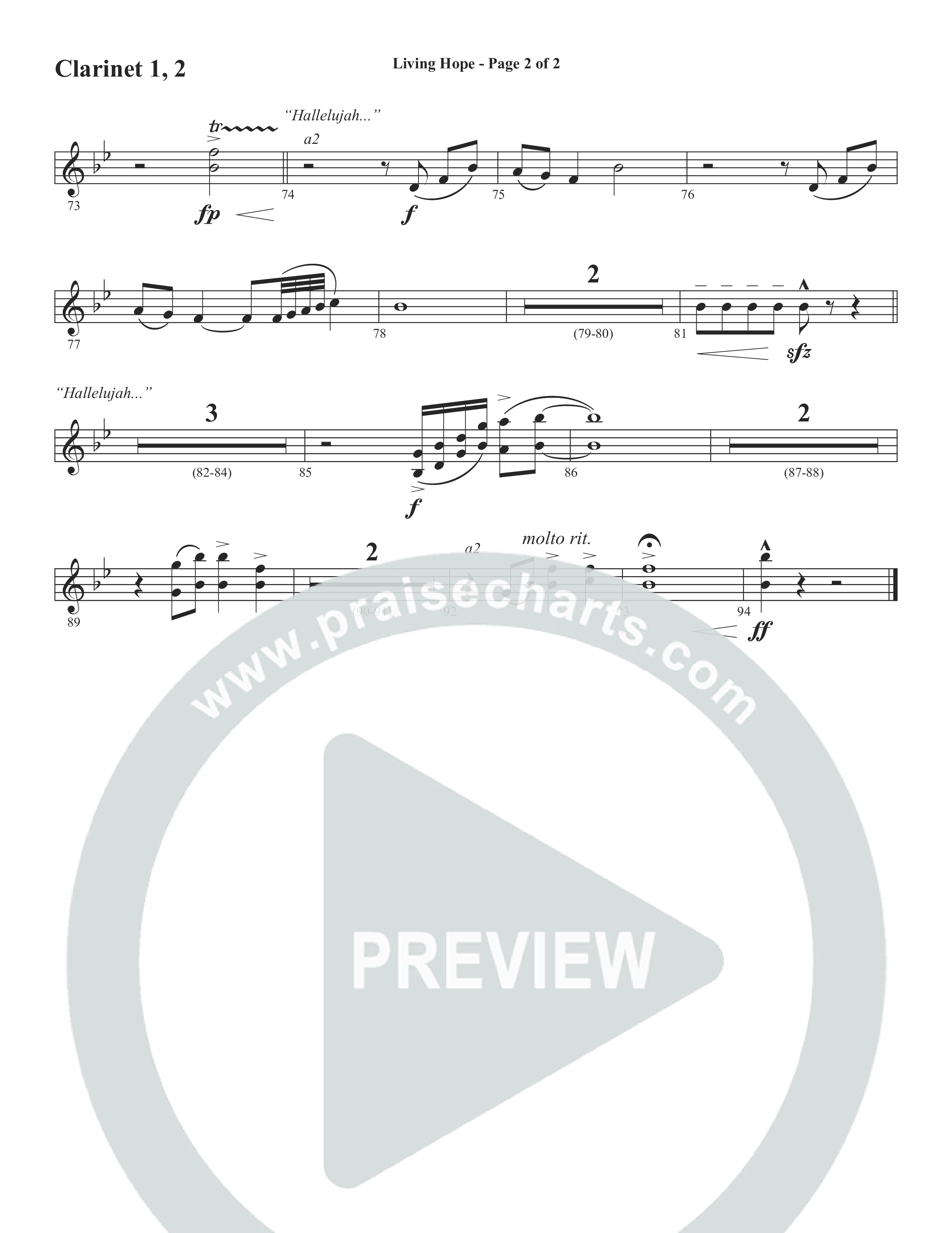 Living Hope (Choral Anthem SATB) Clarinet 1/2 (Word Music Choral / Arr. David Wise)