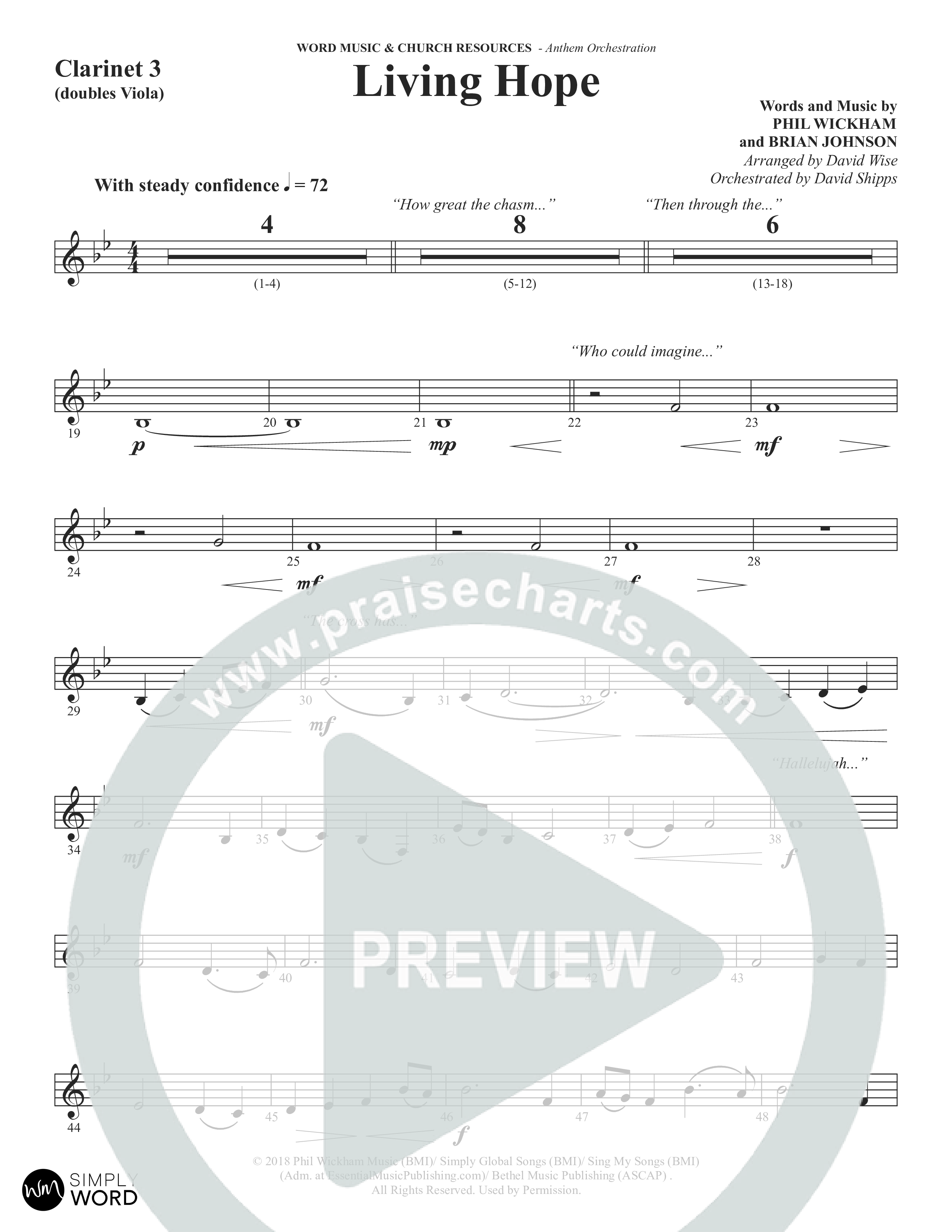 Living Hope (Choral Anthem SATB) Clarinet 3 (Word Music Choral / Arr. David Wise)