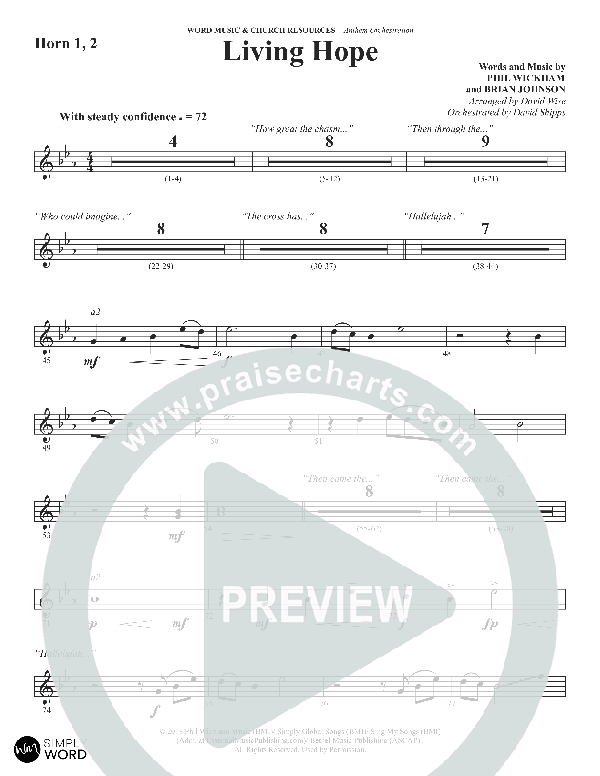 Living Hope (Choral Anthem SATB) French Horn 1/2 (Word Music Choral / Arr. David Wise)