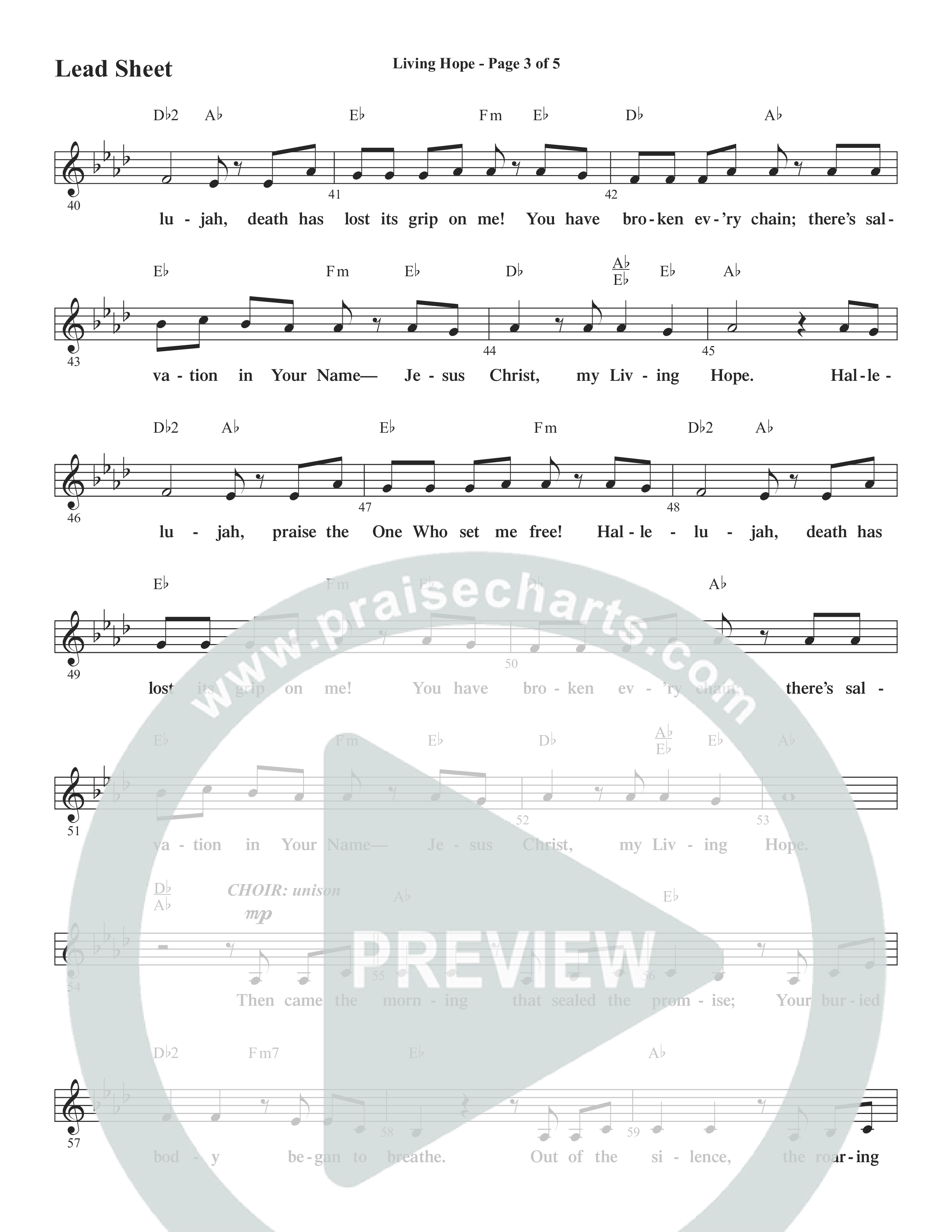 Living Hope (Choral Anthem SATB) Lead Sheet (Melody) (Word Music Choral / Arr. David Wise)