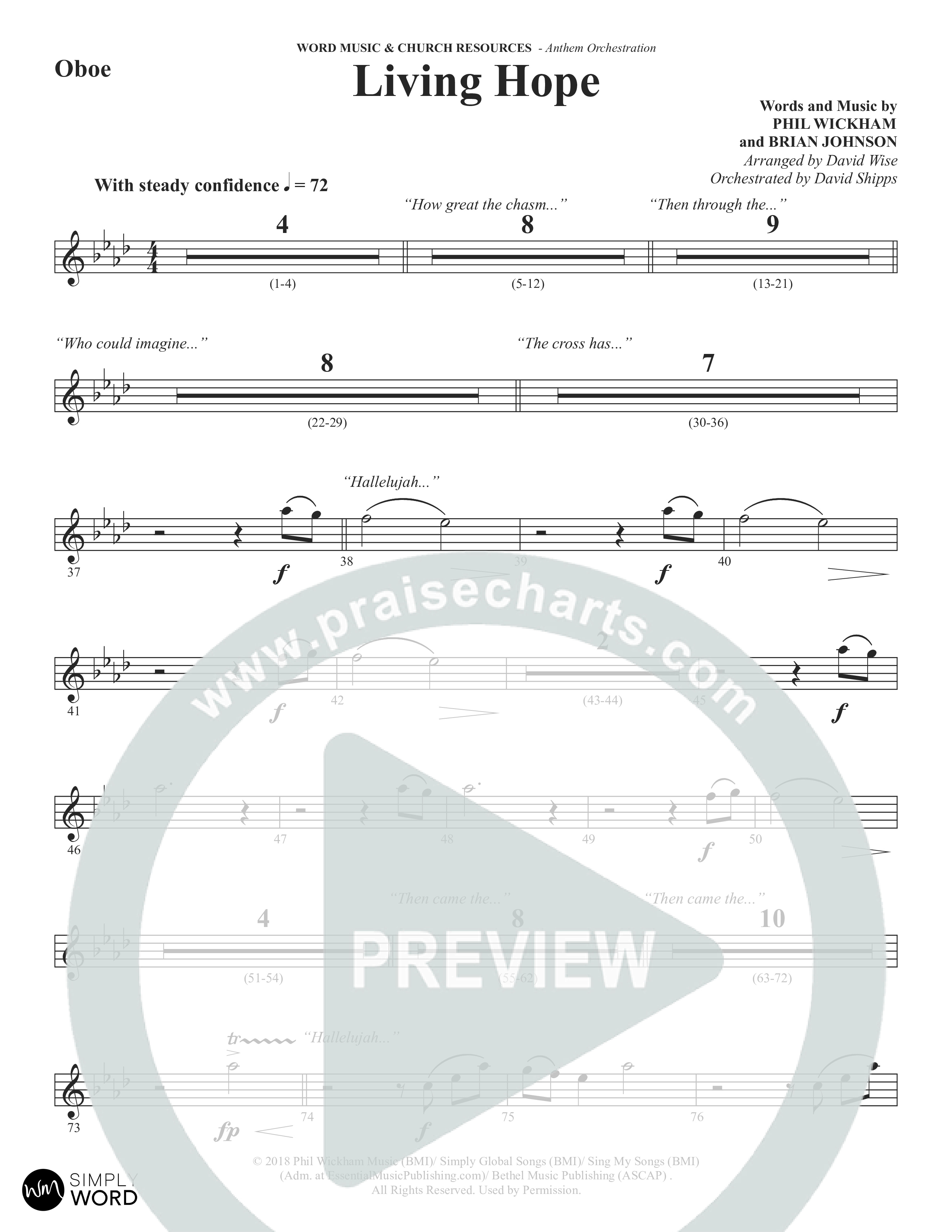 Living Hope (Choral Anthem SATB) Oboe (Word Music Choral / Arr. David Wise)