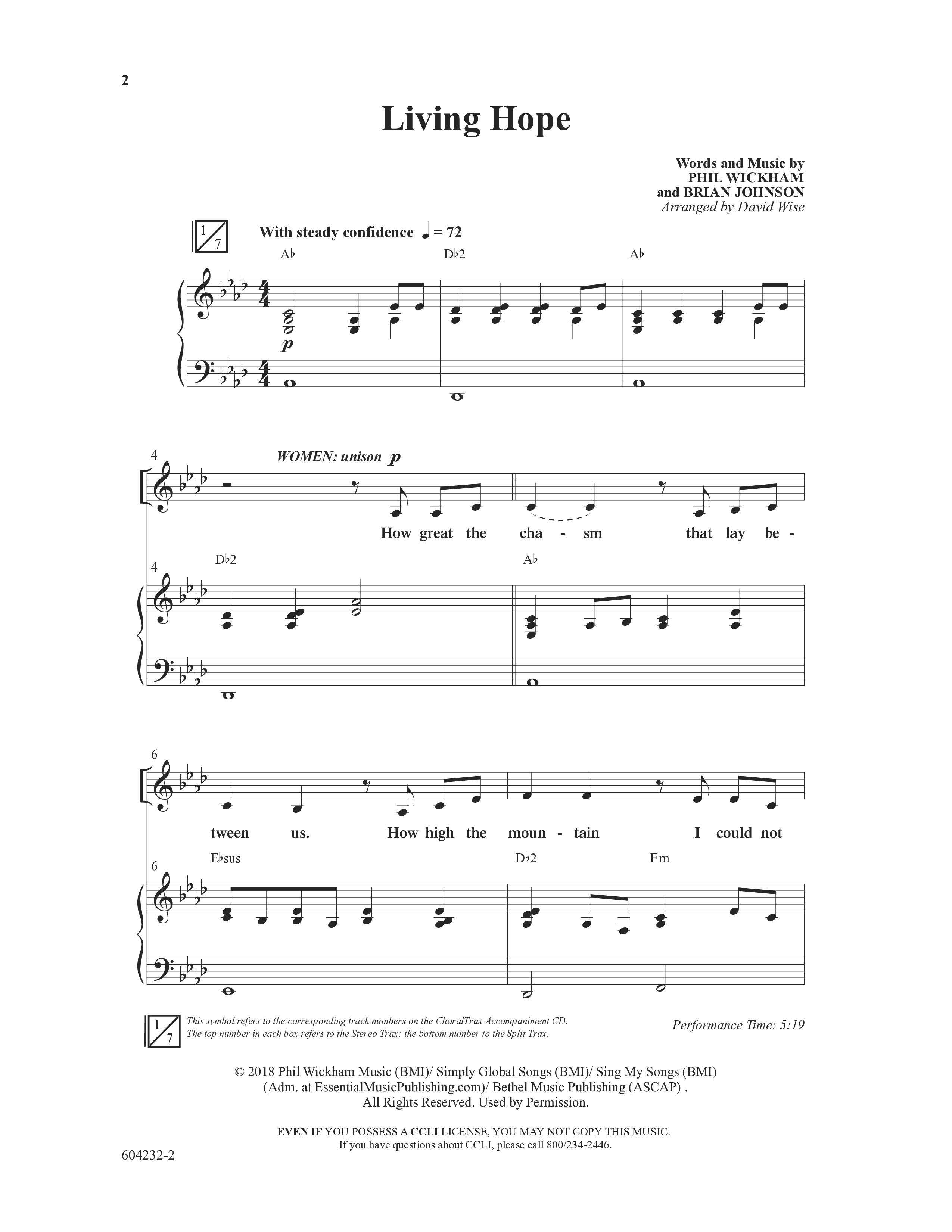 Living Hope (Choral Anthem SATB) Anthem (SATB/Piano) (Word Music Choral / Arr. David Wise)