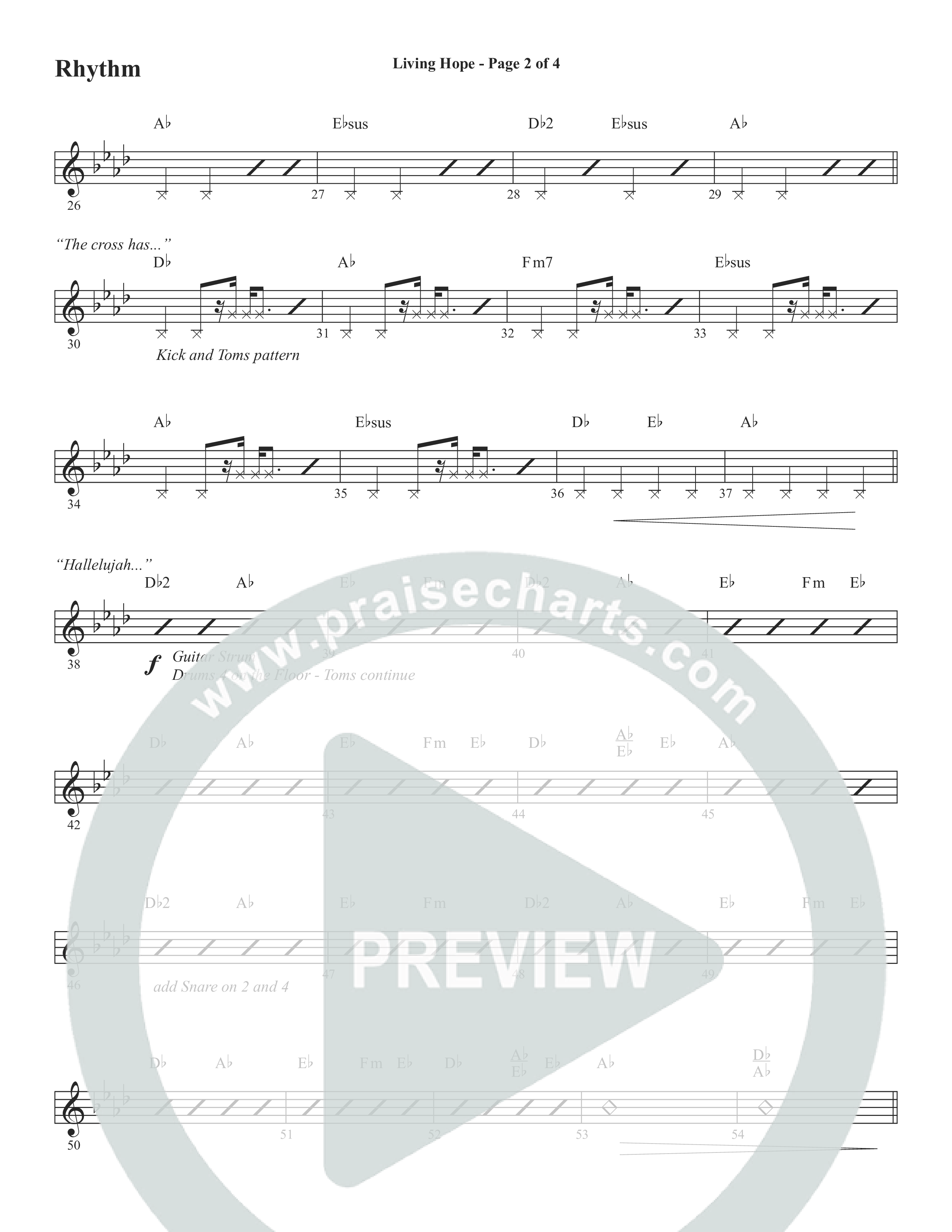 Living Hope (Choral Anthem SATB) Rhythm Chart (Word Music Choral / Arr. David Wise)