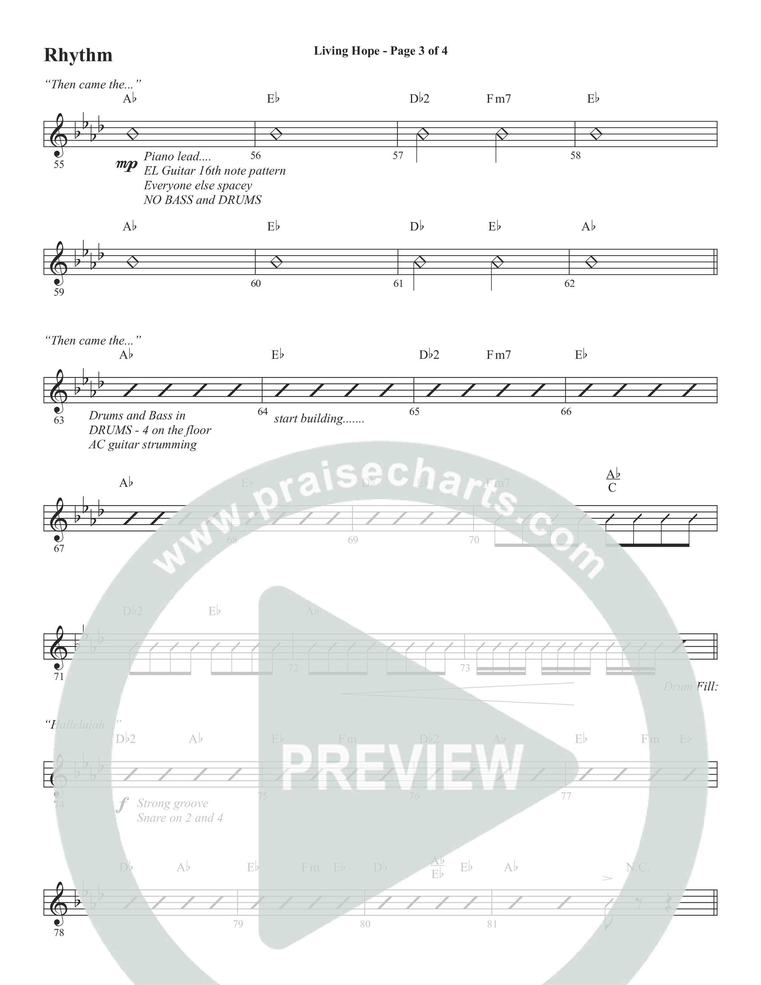 Living Hope (Choral Anthem SATB) Rhythm Chart (Word Music Choral / Arr. David Wise)