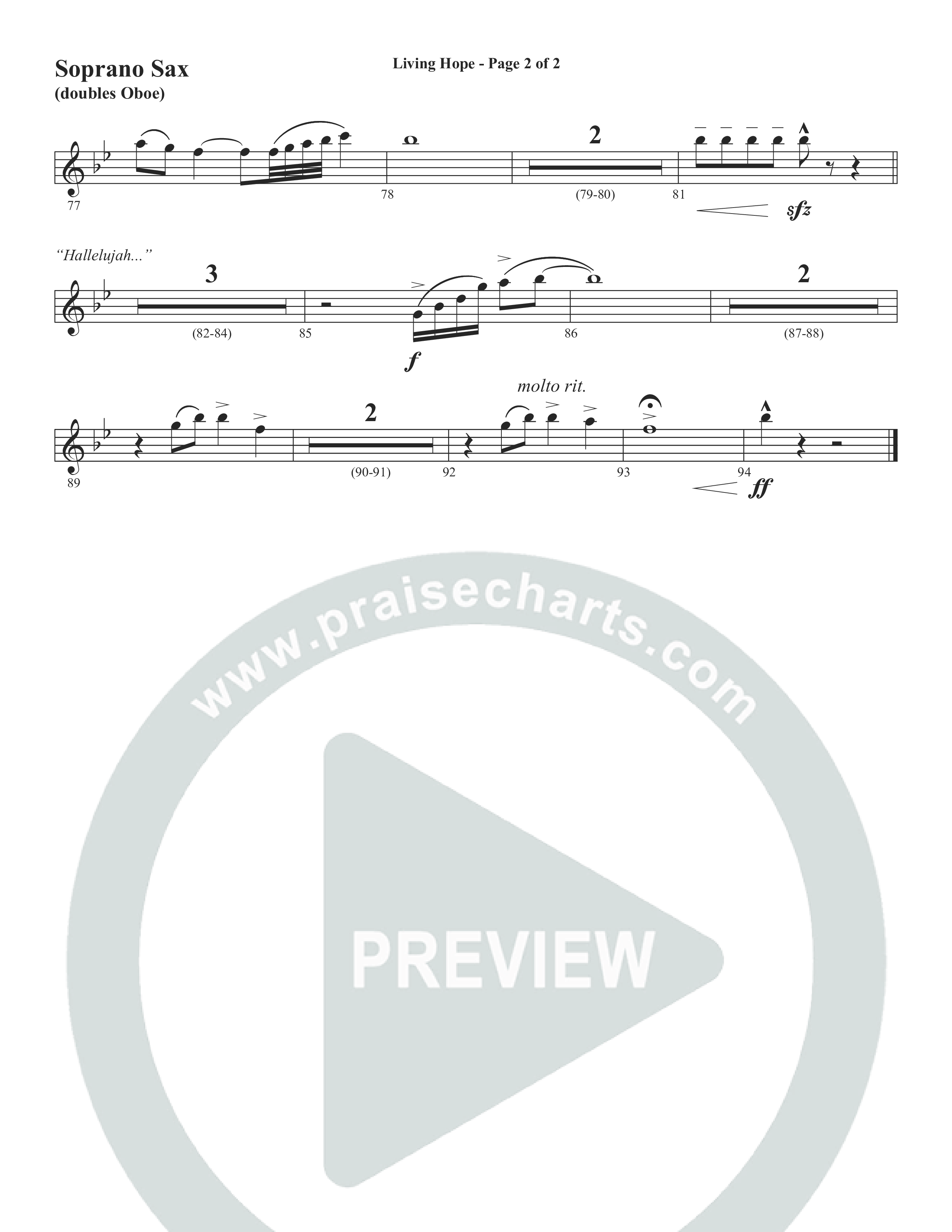 Living Hope (Choral Anthem SATB) Soprano Sax (Word Music Choral / Arr. David Wise)