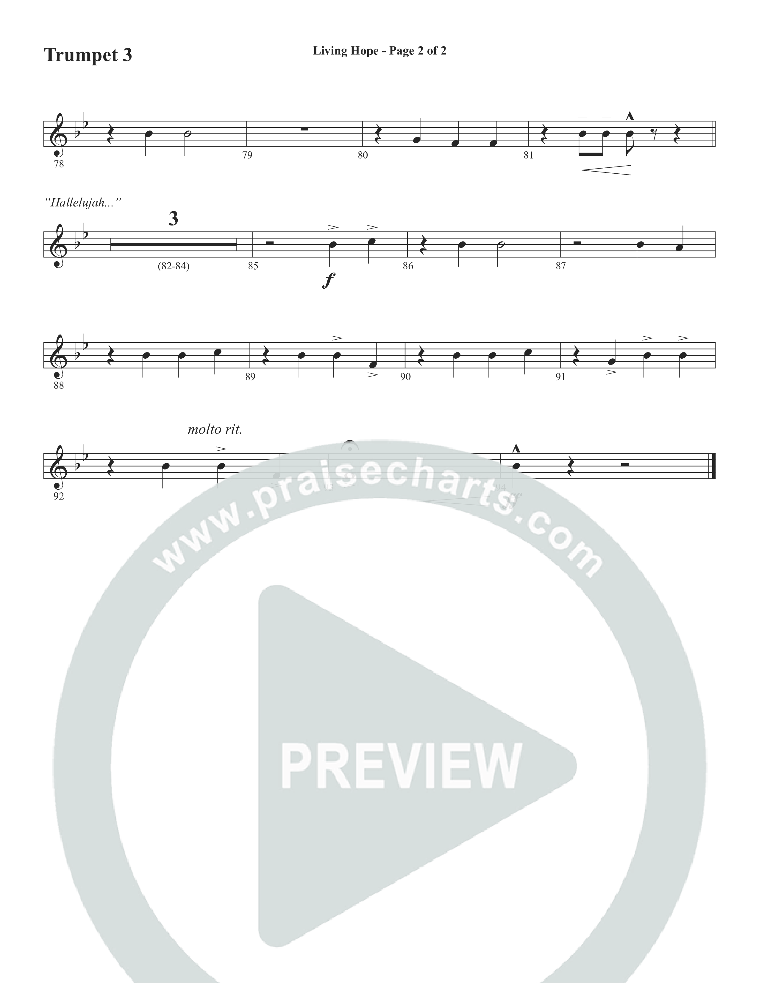 Living Hope (Choral Anthem SATB) Trumpet 3 (Word Music Choral / Arr. David Wise)