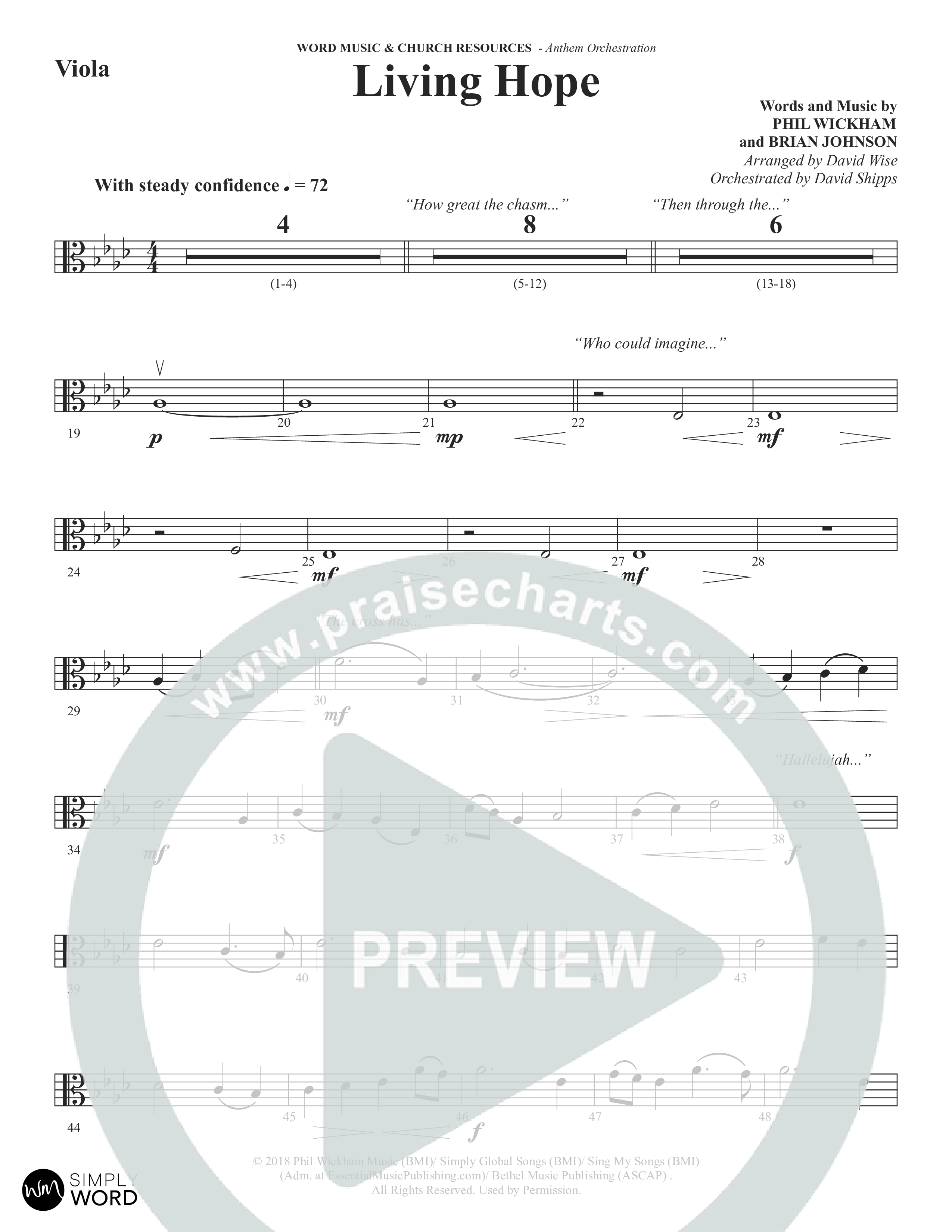 Living Hope (Choral Anthem SATB) Viola (Word Music Choral / Arr. David Wise)