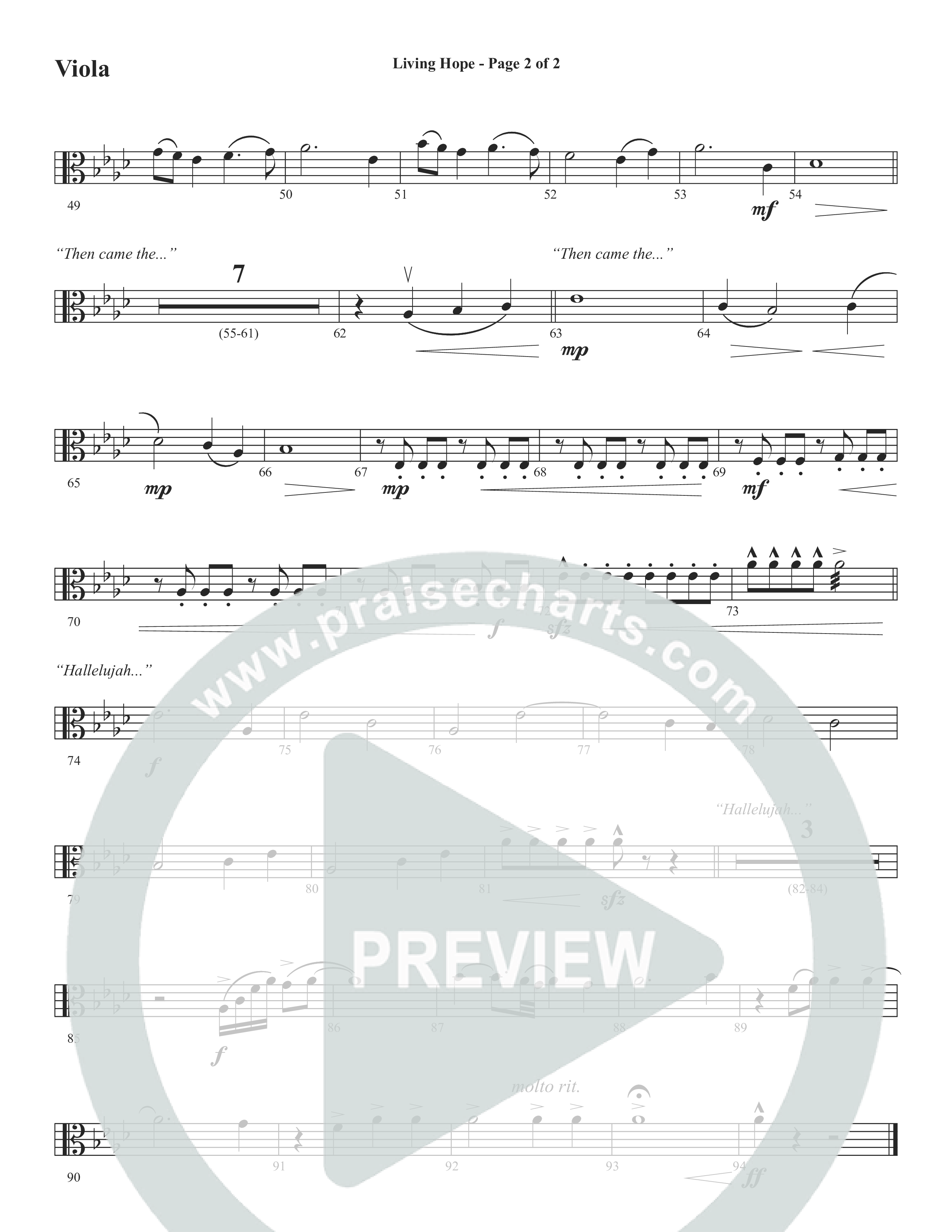 Living Hope (Choral Anthem SATB) Viola (Word Music Choral / Arr. David Wise)