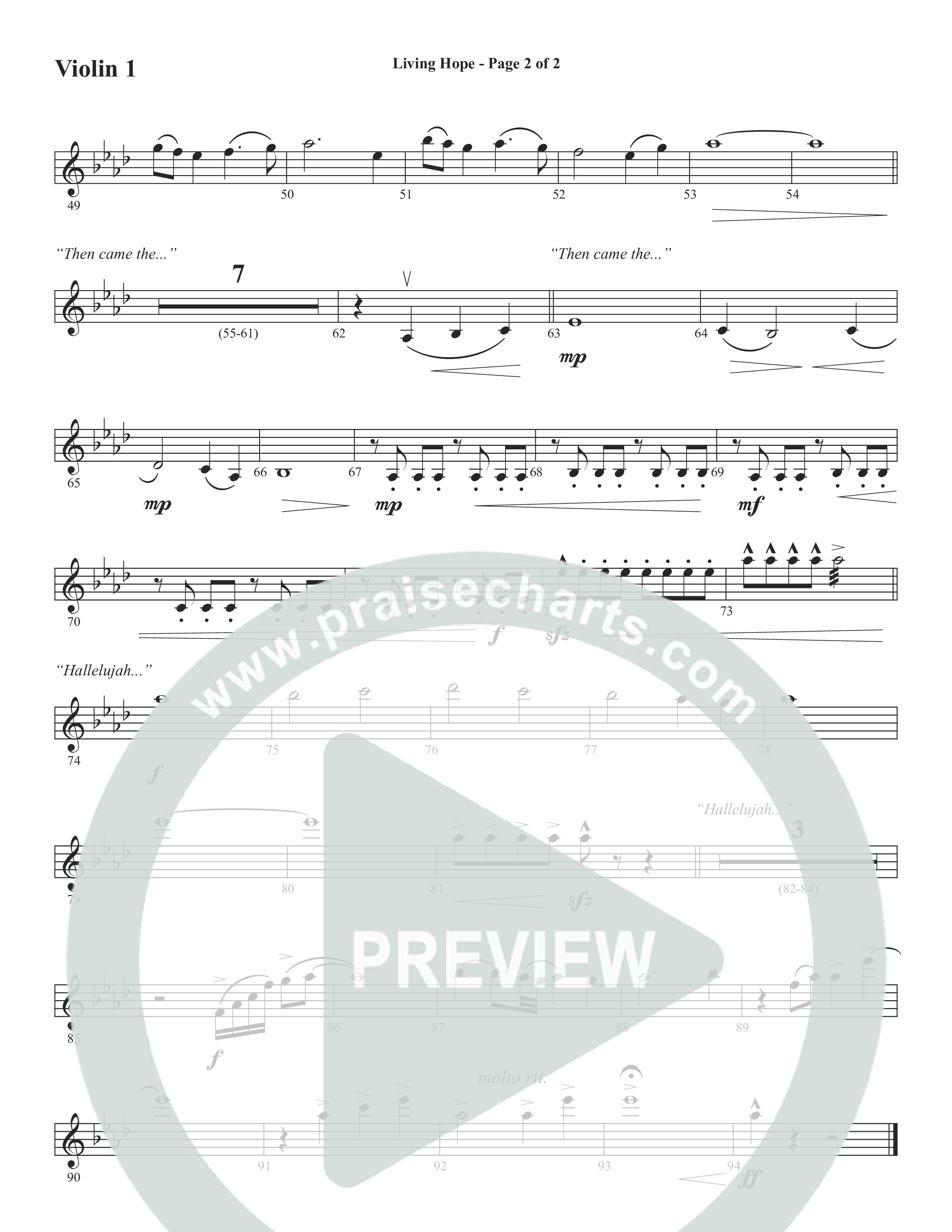 Living Hope (Choral Anthem SATB) Violin 1/2 (Word Music Choral / Arr. David Wise)