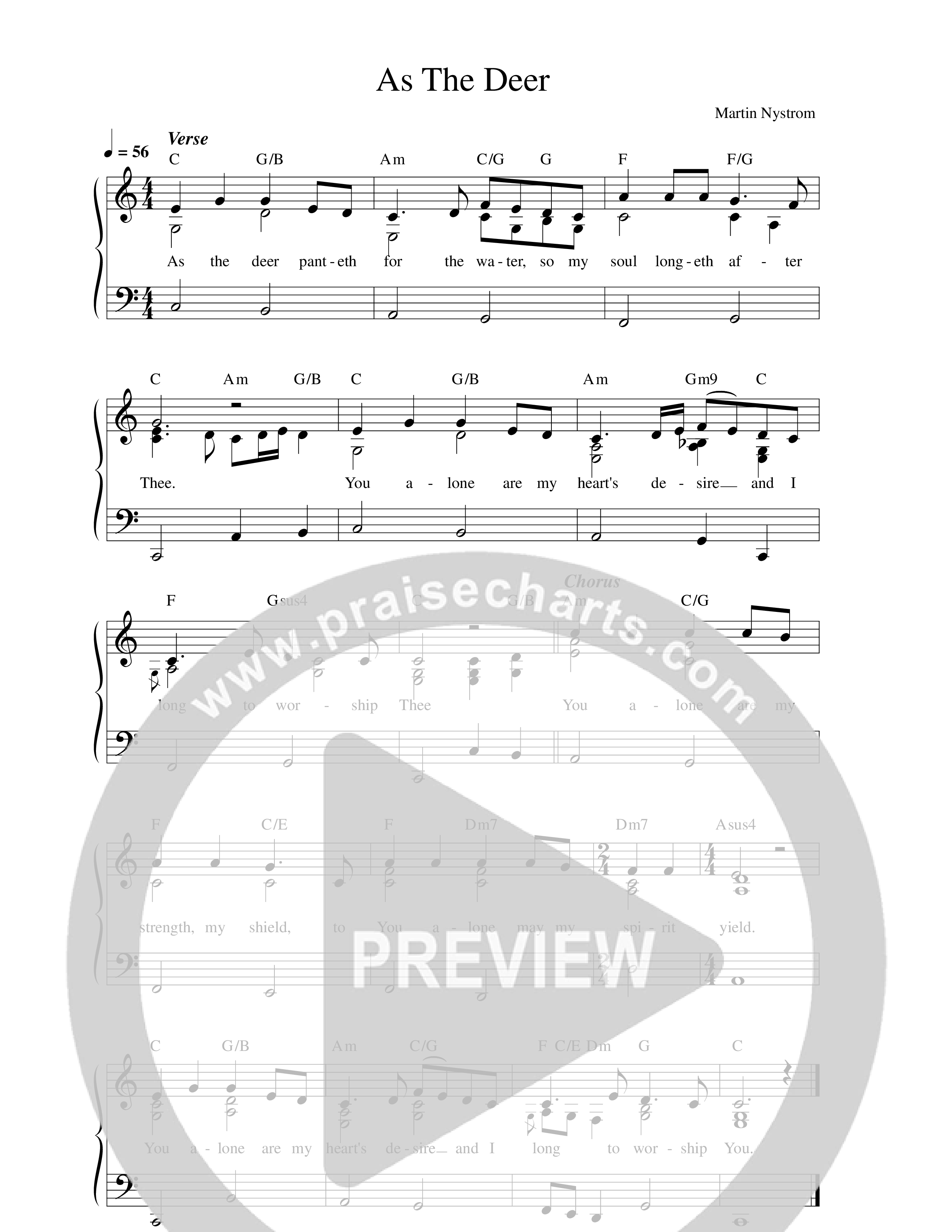 As The Deer Lead Sheet Melody (Paul Baloche)