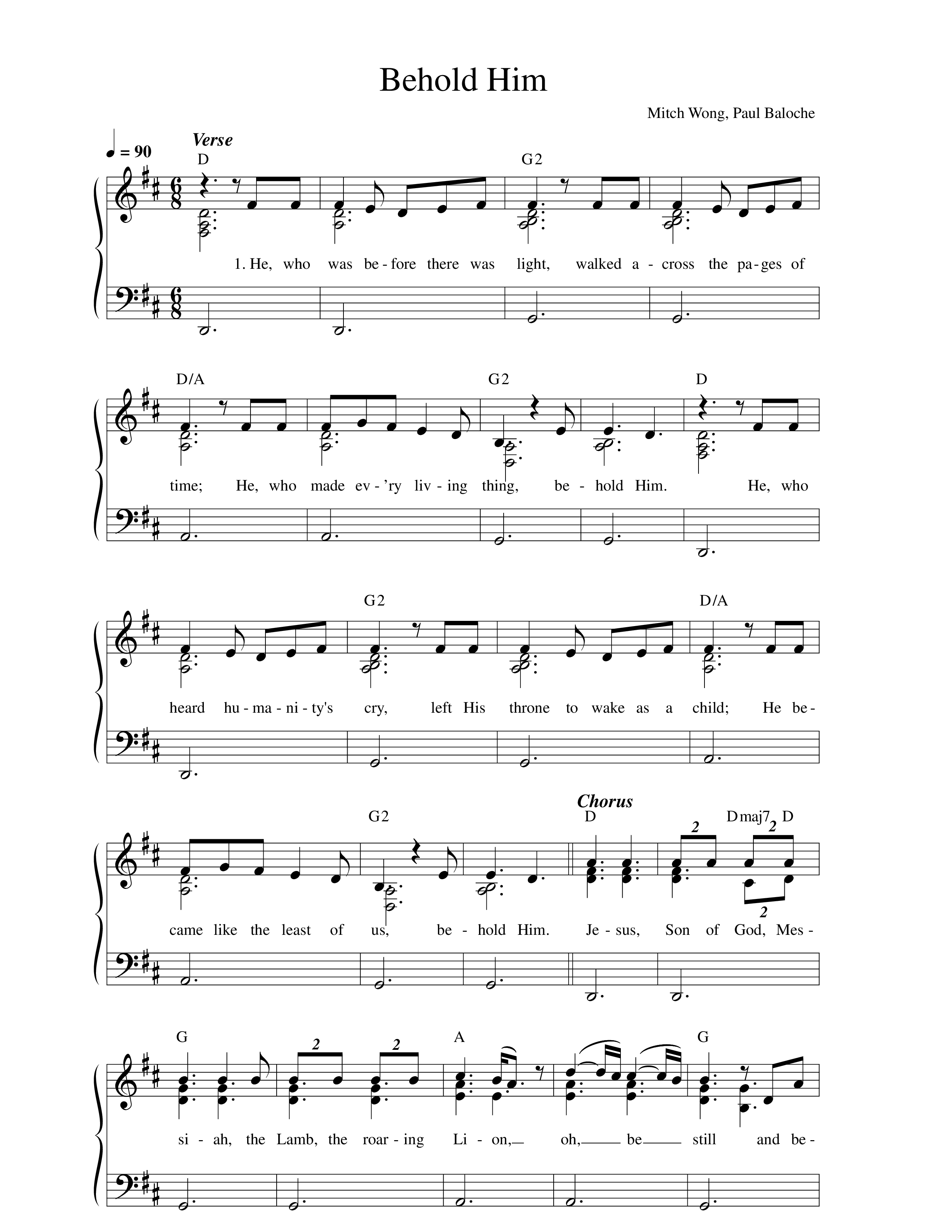 Behold Him Lead Sheet Melody (Paul Baloche / Marya Adé / CFNI)