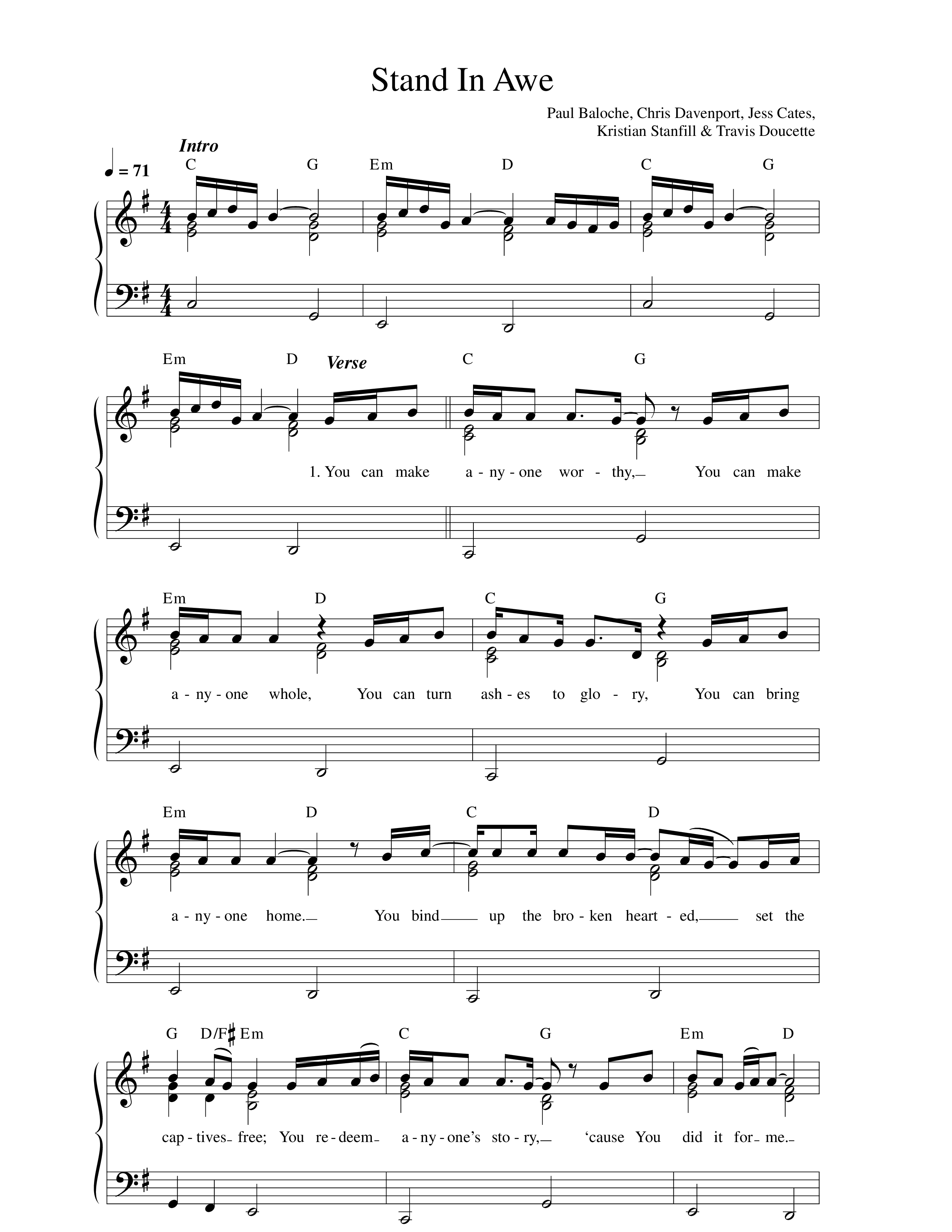 Stand In Awe Lead Sheet Melody (Paul Baloche / Matthew Harris)