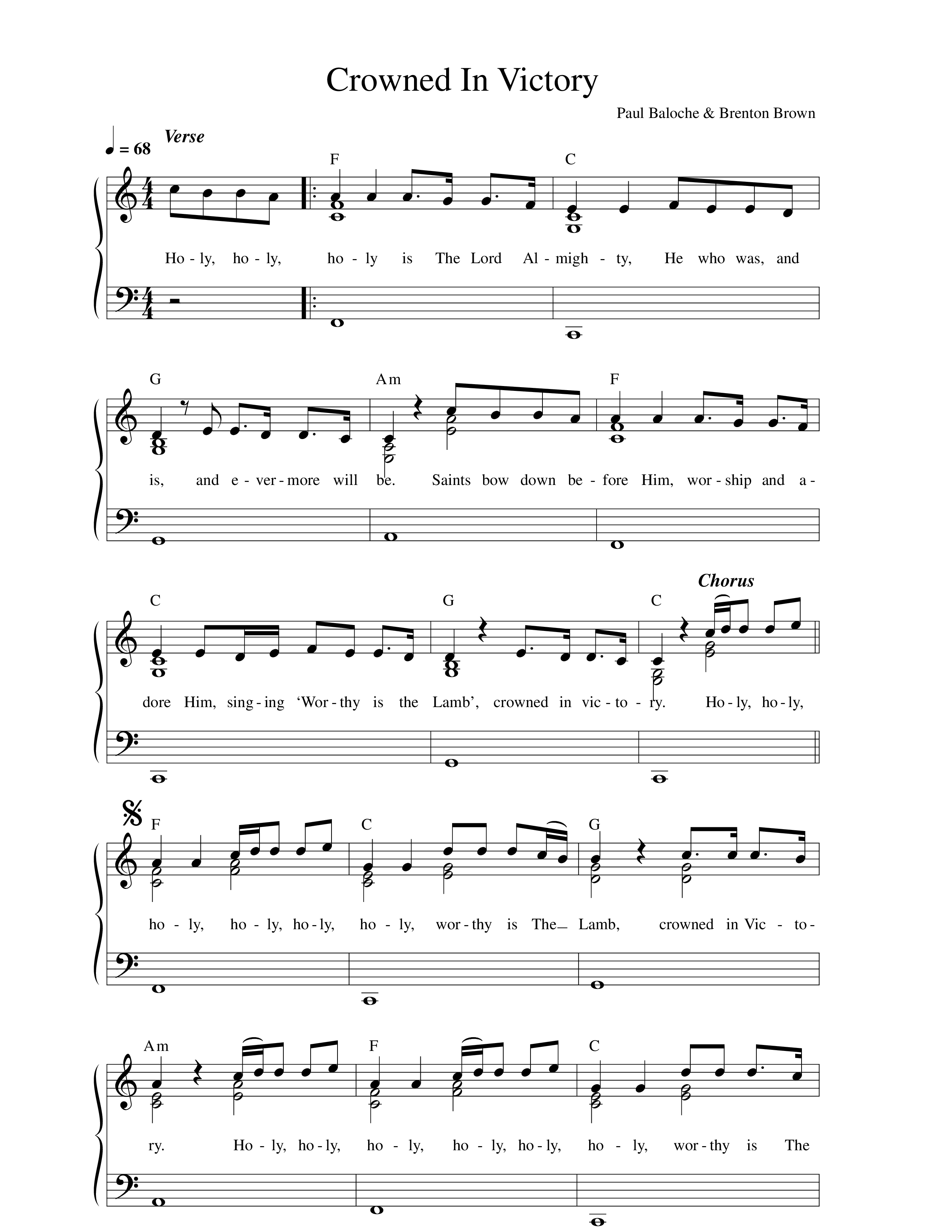 Crowned In Victory Lead Sheet Melody (Paul Baloche)