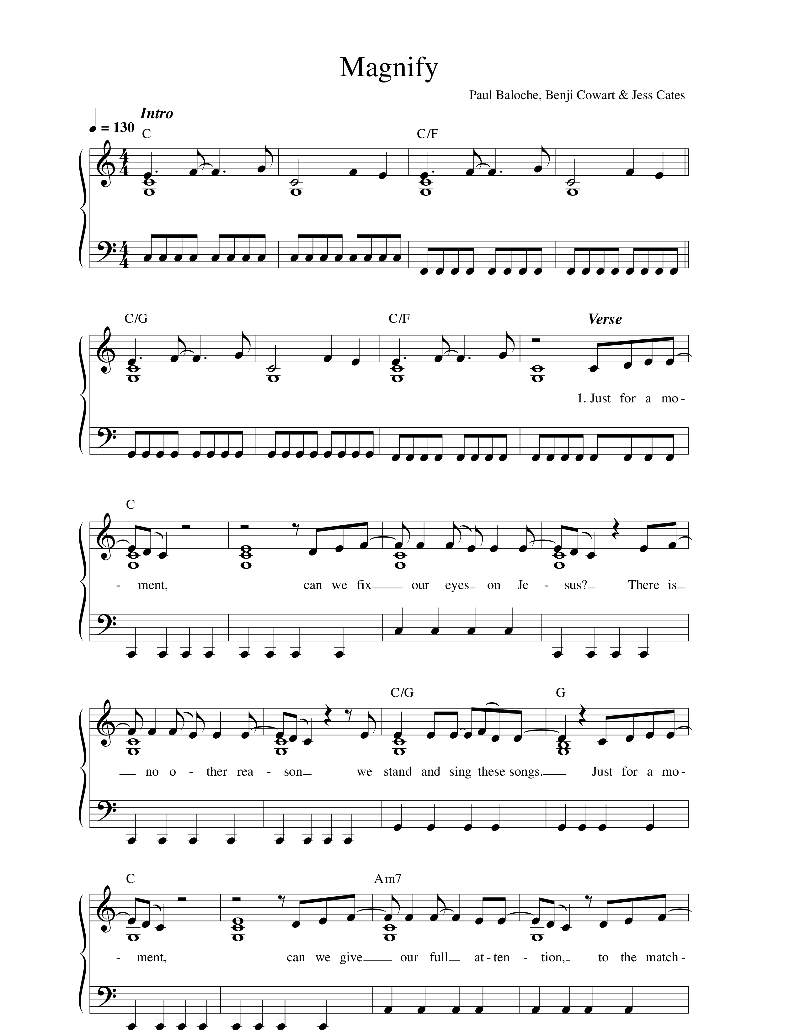 Magnify Lead Sheet Melody (Paul Baloche)