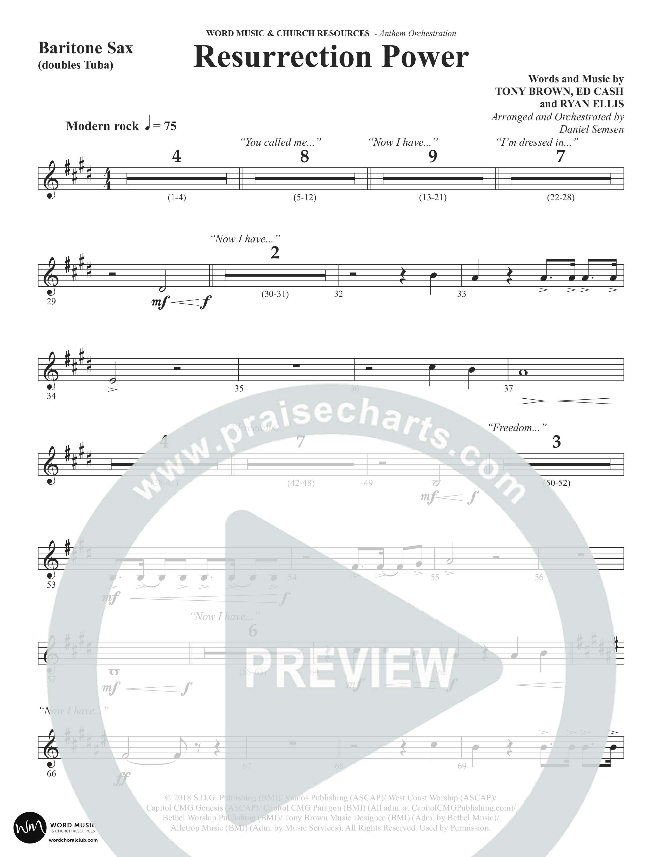 Resurrection Power (Choral Anthem SATB) Bari Sax (Word Music Choral / Arr. Daniel Semsen)