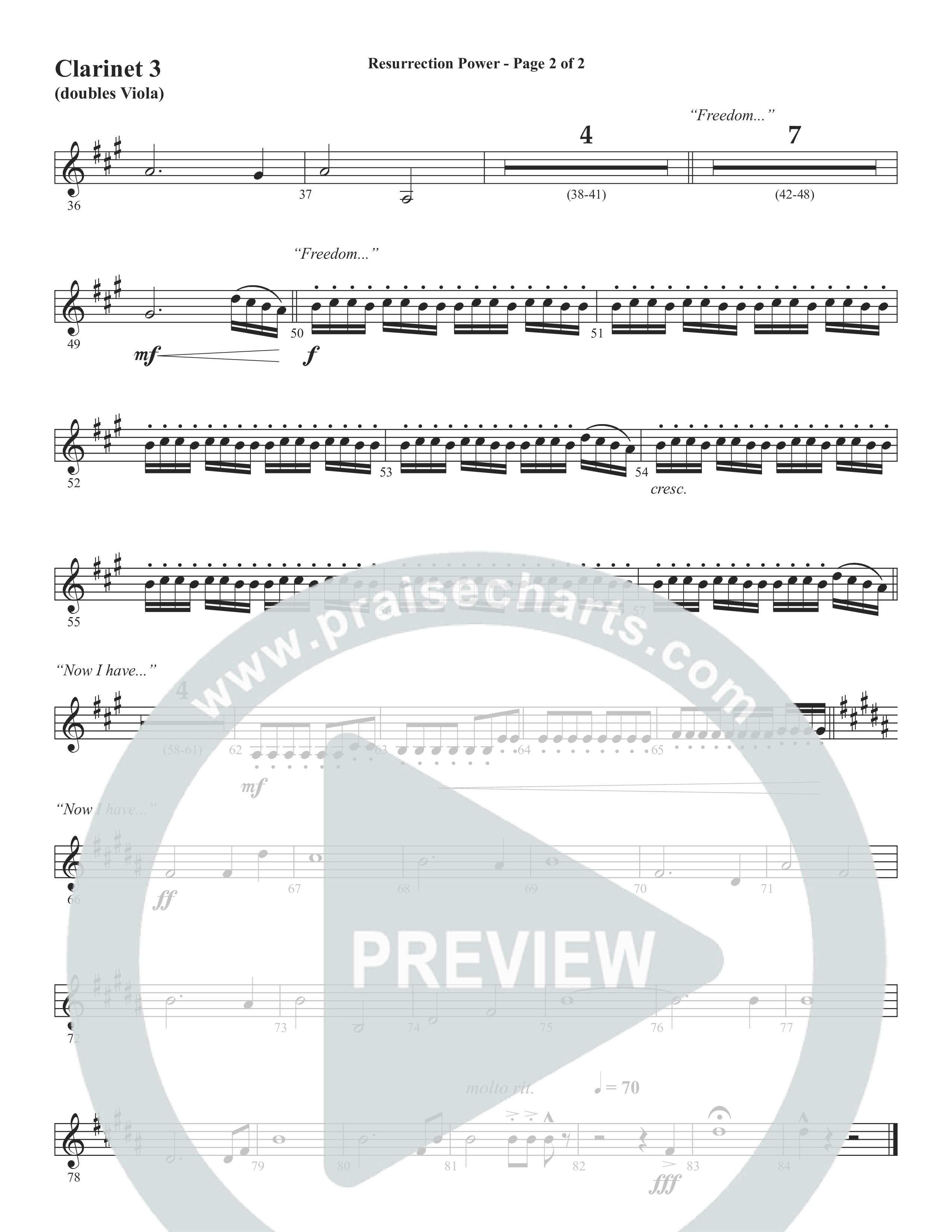 Resurrection Power (Choral Anthem SATB) Clarinet 3 (Word Music Choral / Arr. Daniel Semsen)