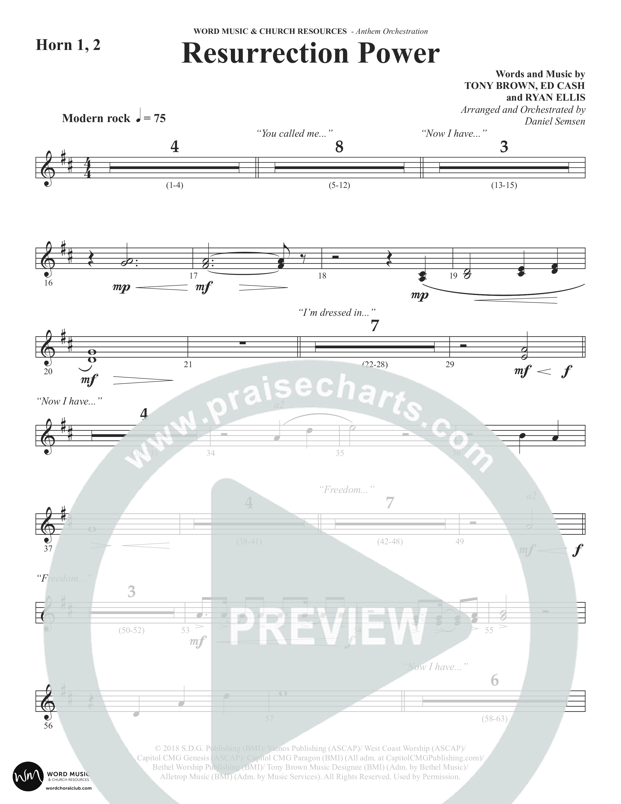 Resurrection Power (Choral Anthem SATB) French Horn 1/2 (Word Music Choral / Arr. Daniel Semsen)