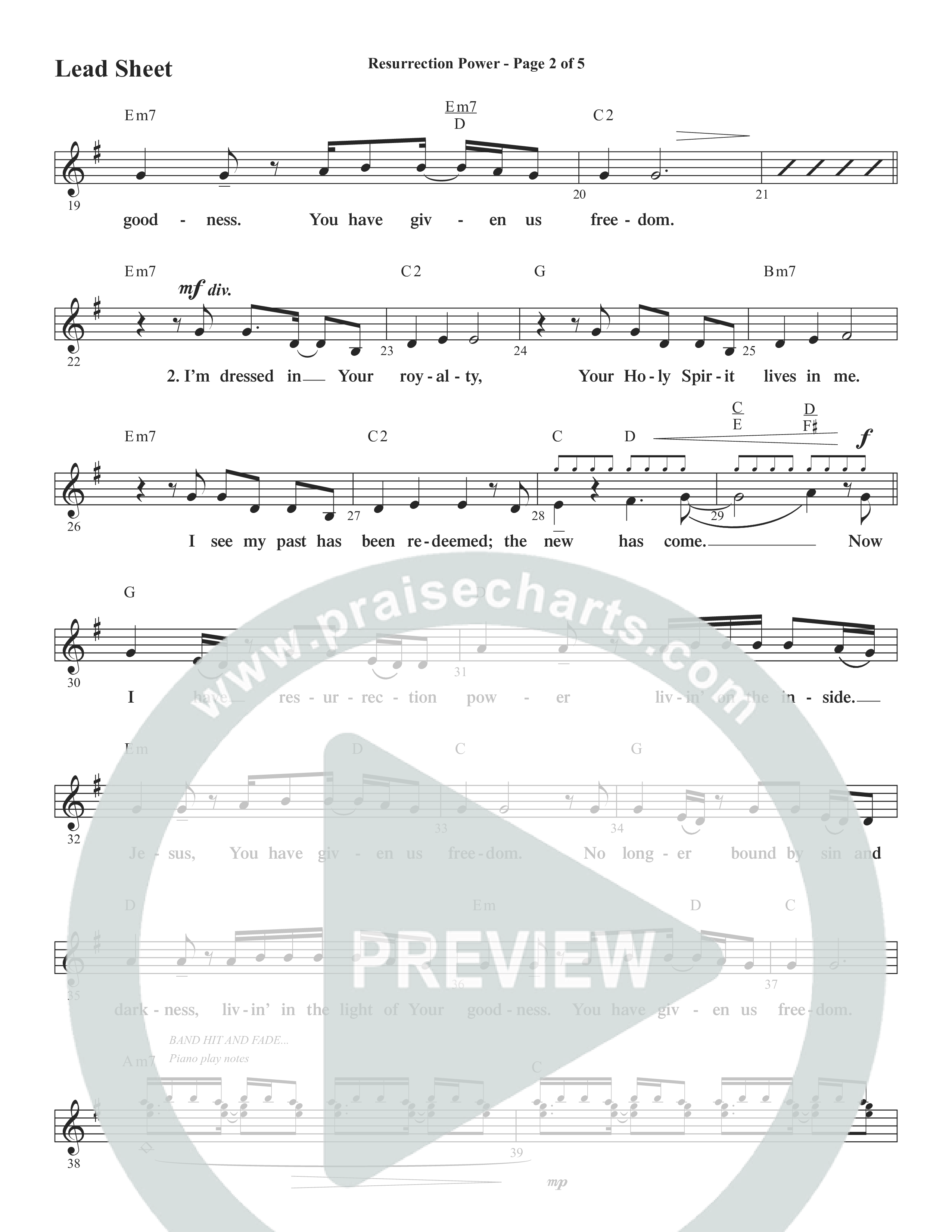Resurrection Power (Choral Anthem SATB) Lead Sheet (Melody) (Word Music Choral / Arr. Daniel Semsen)