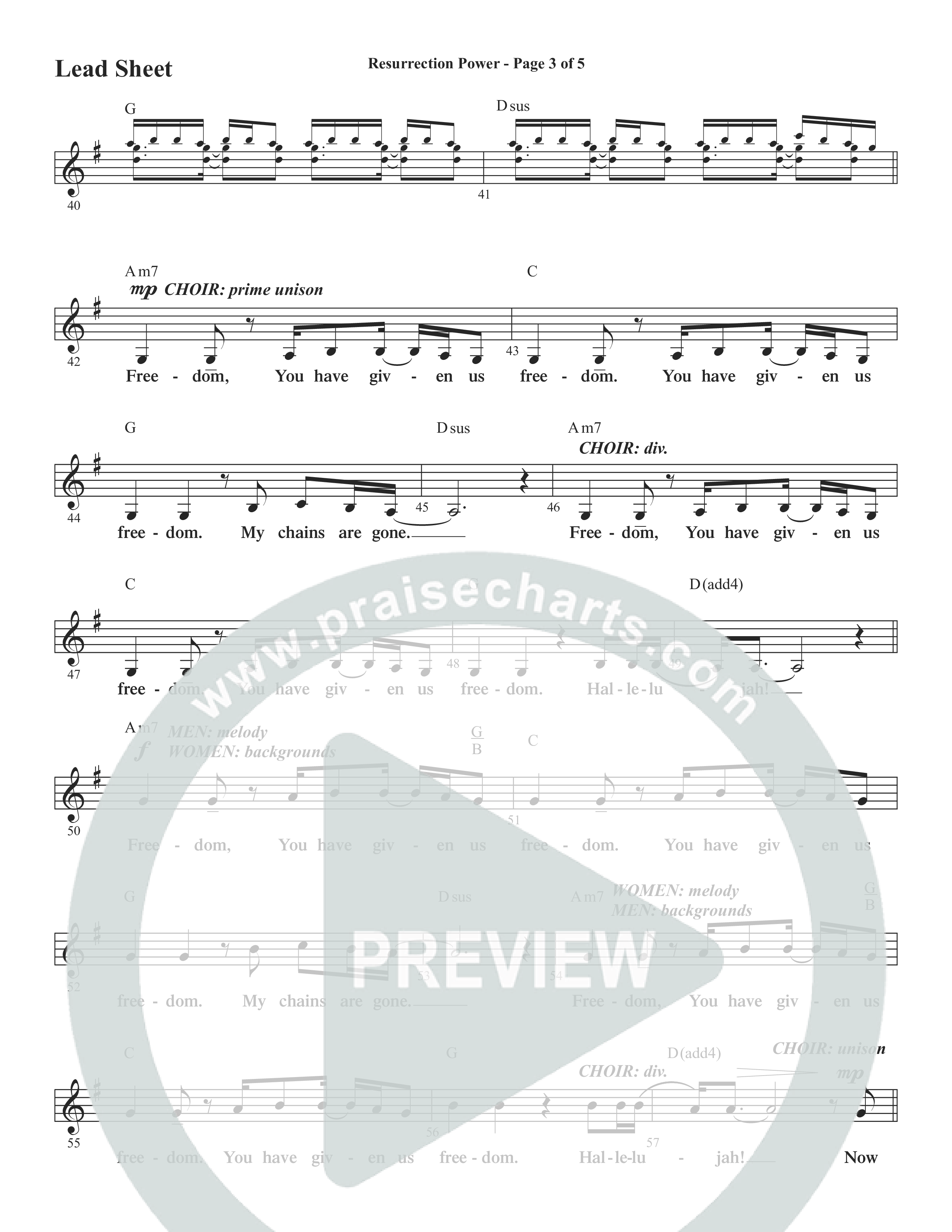 Resurrection Power (Choral Anthem SATB) Lead Sheet (Melody) (Word Music Choral / Arr. Daniel Semsen)