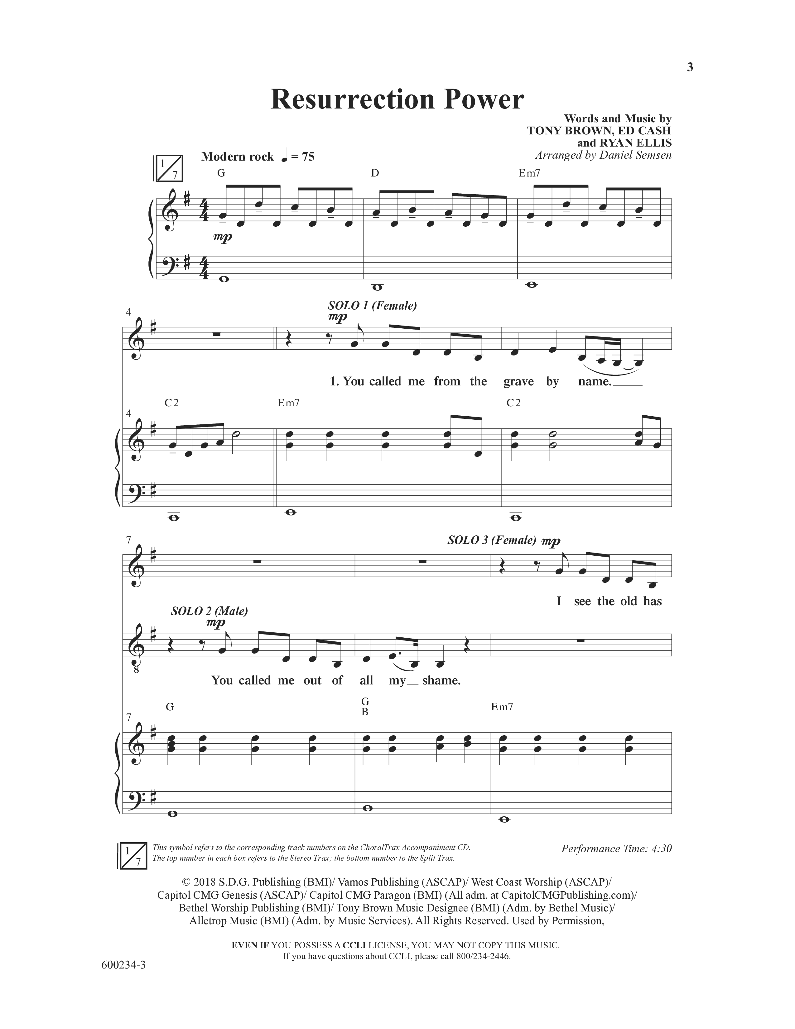 Resurrection Power (Choral Anthem SATB) Anthem (SATB/Piano) (Word Music Choral / Arr. Daniel Semsen)