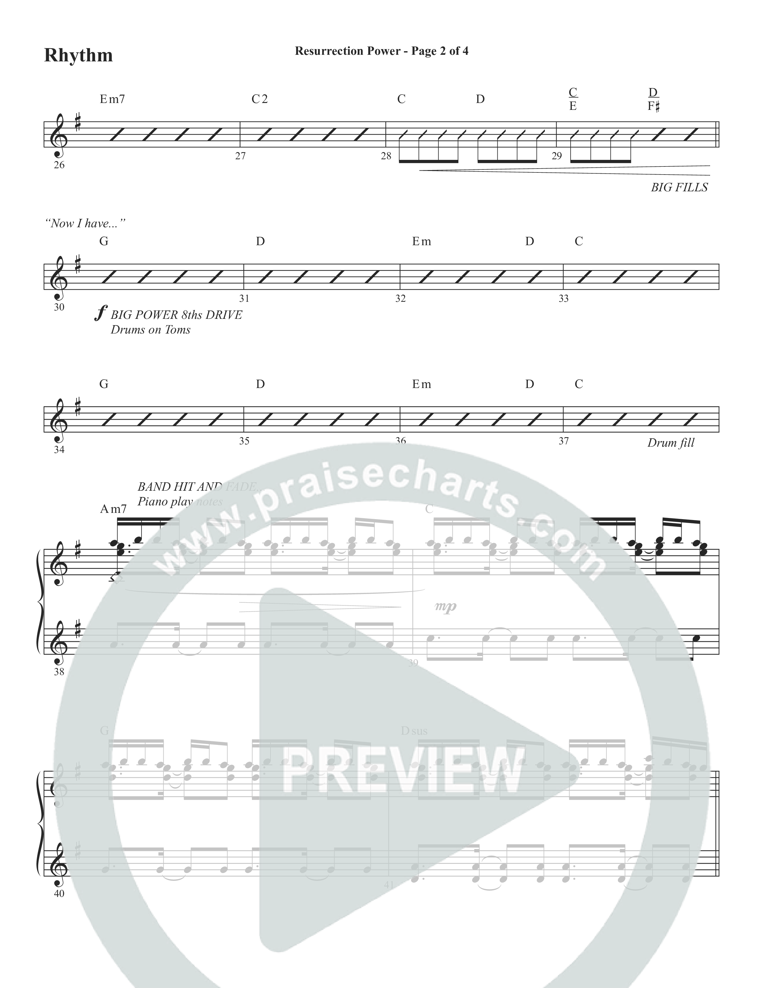 Resurrection Power (Choral Anthem SATB) Rhythm Chart (Word Music Choral / Arr. Daniel Semsen)