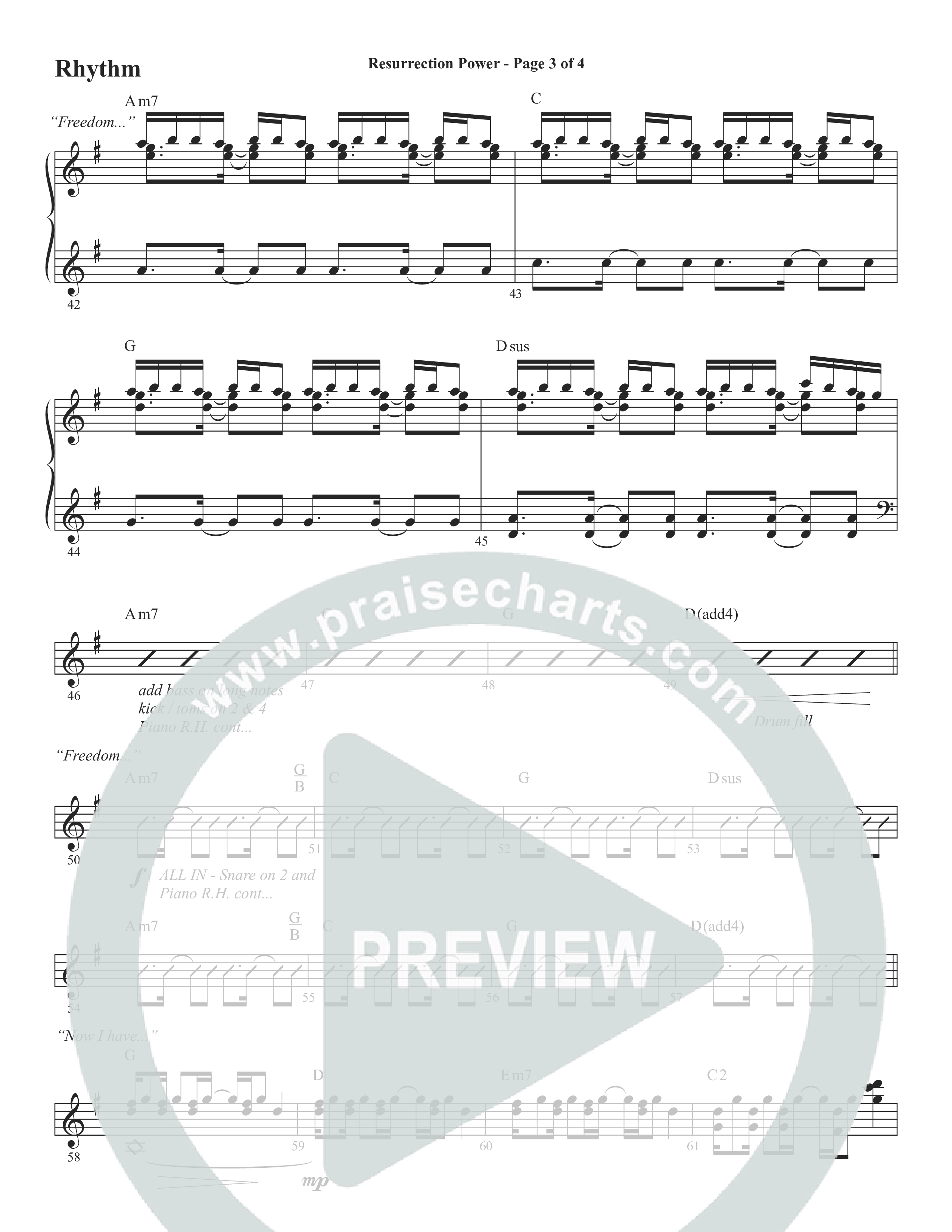 Resurrection Power (Choral Anthem SATB) Rhythm Chart (Word Music Choral / Arr. Daniel Semsen)