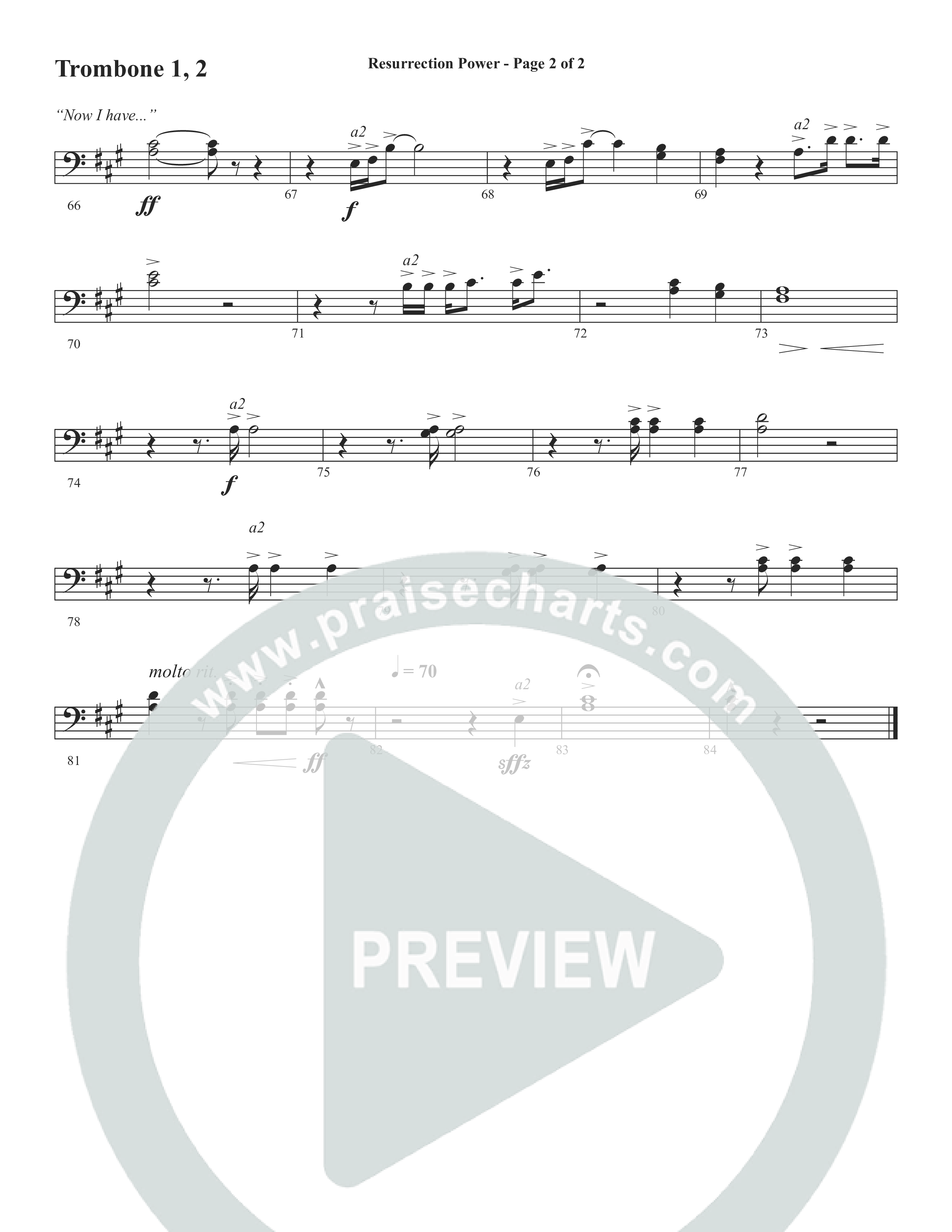 Resurrection Power (Choral Anthem SATB) Trombone 1/2 (Word Music Choral / Arr. Daniel Semsen)