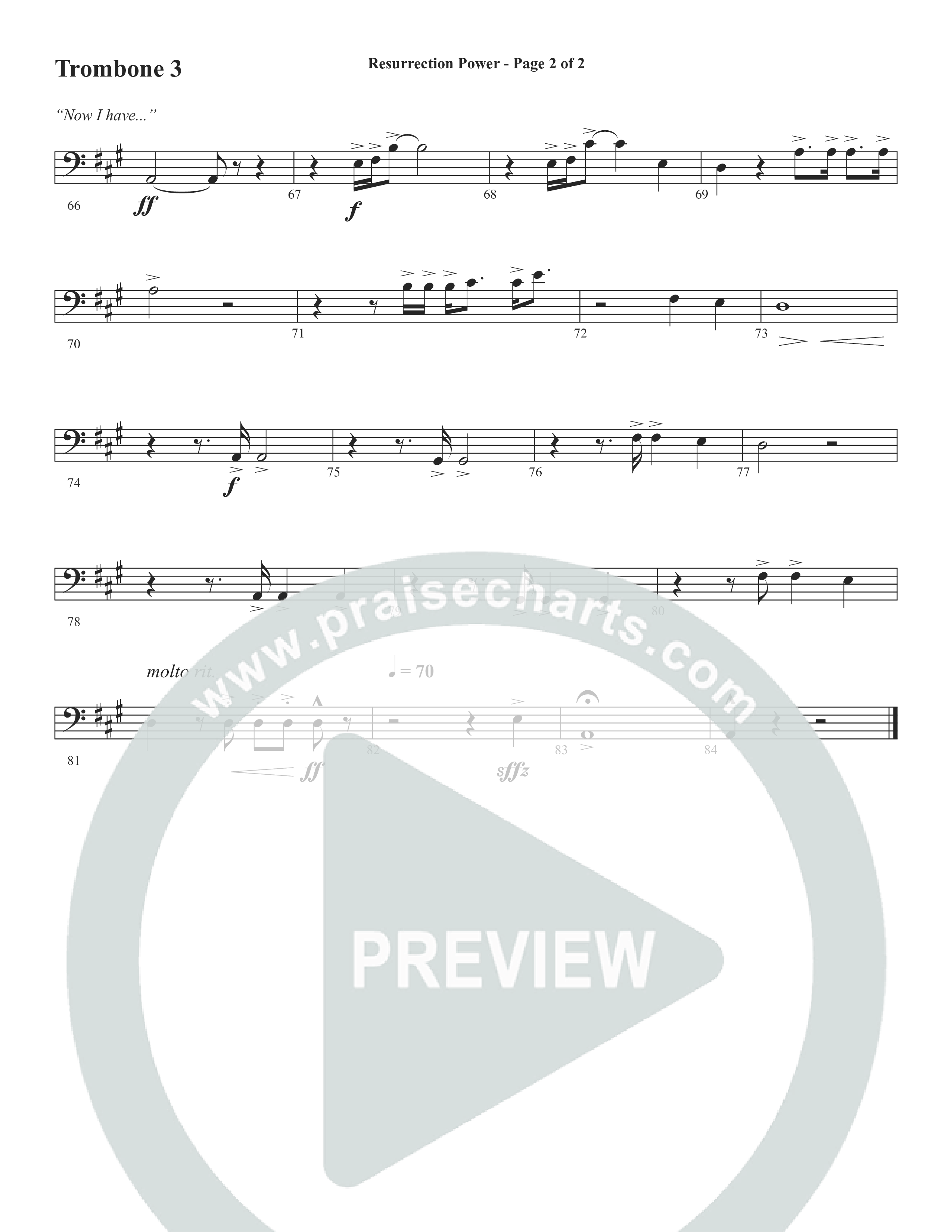 Resurrection Power (Choral Anthem SATB) Trombone 3 (Word Music Choral / Arr. Daniel Semsen)