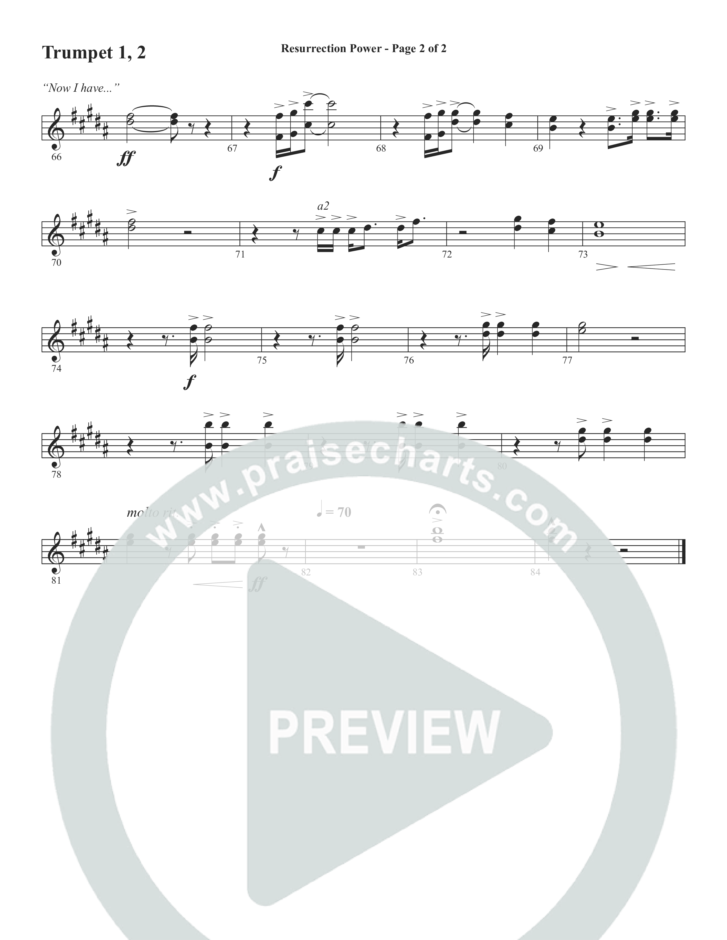 Resurrection Power (Choral Anthem SATB) Trumpet 1,2 (Word Music Choral / Arr. Daniel Semsen)