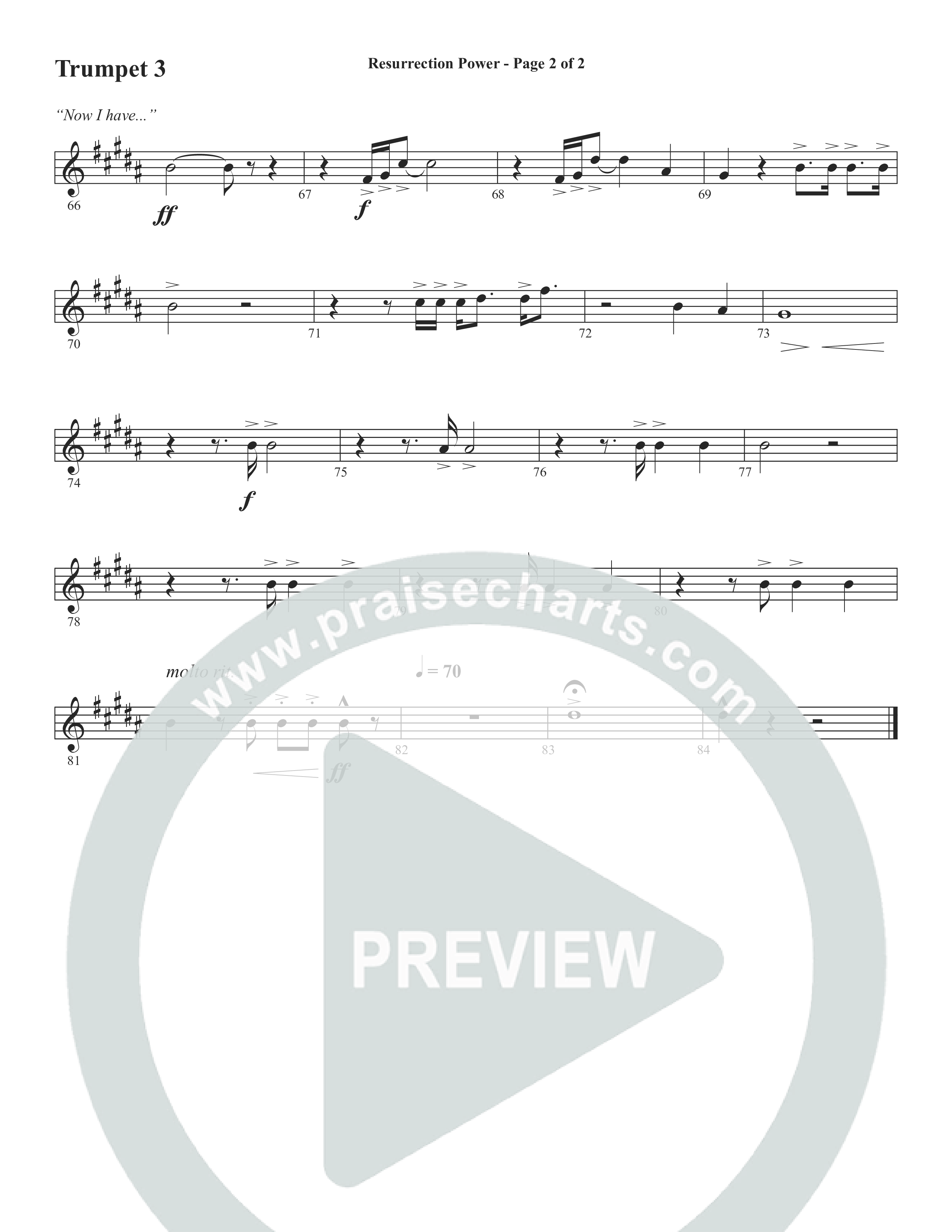 Resurrection Power (Choral Anthem SATB) Trumpet 3 (Word Music Choral / Arr. Daniel Semsen)