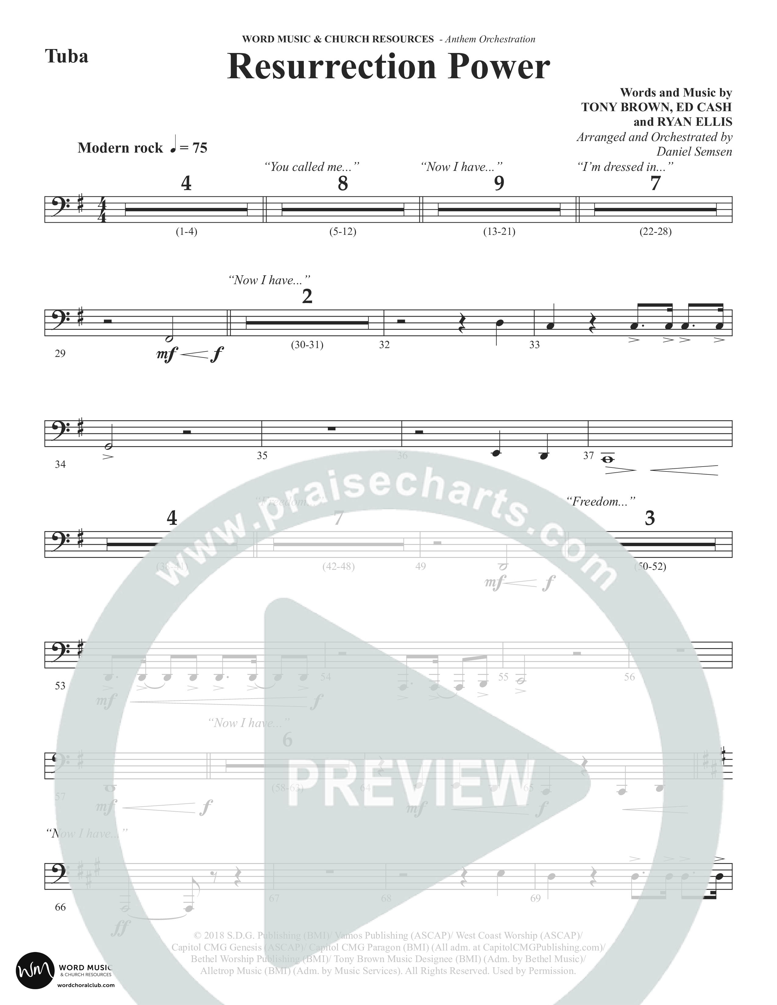 Resurrection Power (Choral Anthem SATB) Tuba (Word Music Choral / Arr. Daniel Semsen)