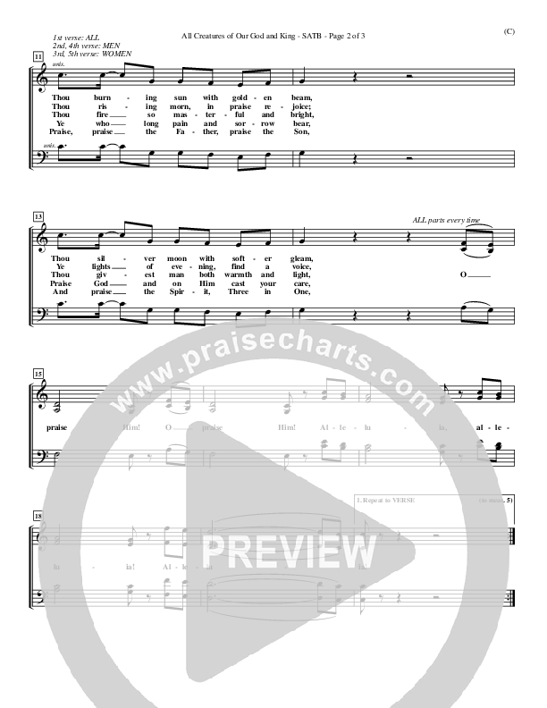 All Creatures Of Our God And King Vocal Sheet (SATB) (St. Francis of Assisi)