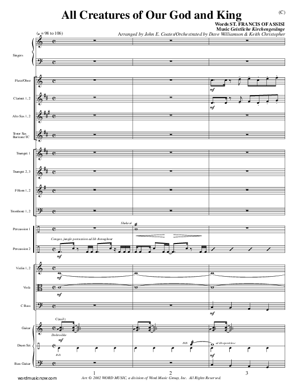 All Creatures Of Our God And King Conductor's Score (St. Francis of Assisi)