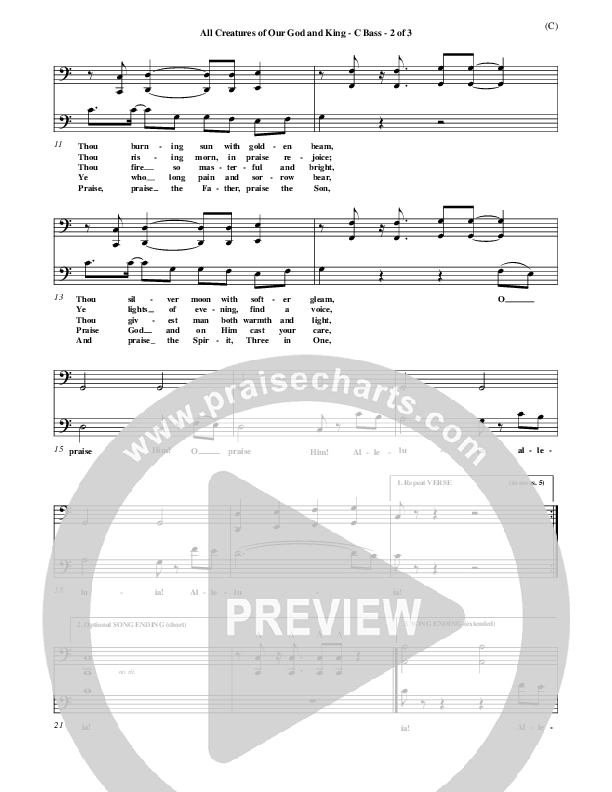 All Creatures Of Our God And King Contrabass (St. Francis of Assisi)