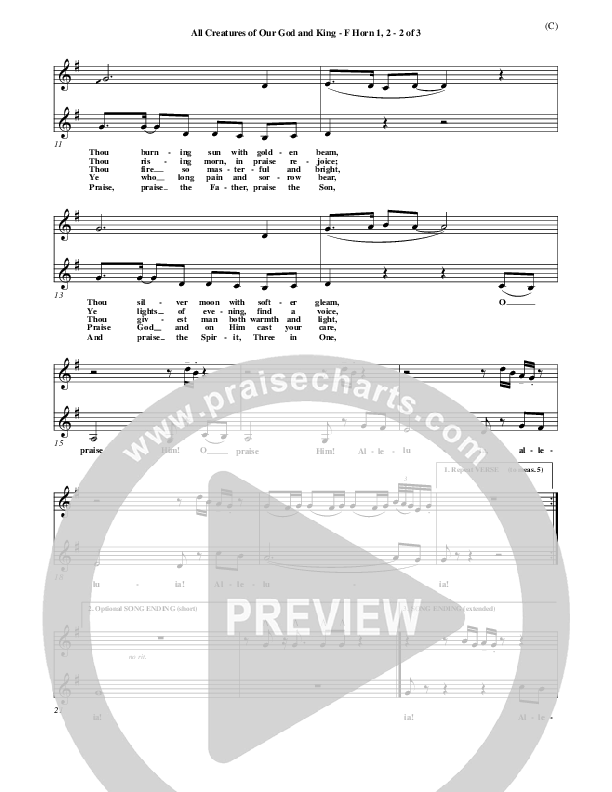 All Creatures Of Our God And King French Horn 1/2 (St. Francis of Assisi)