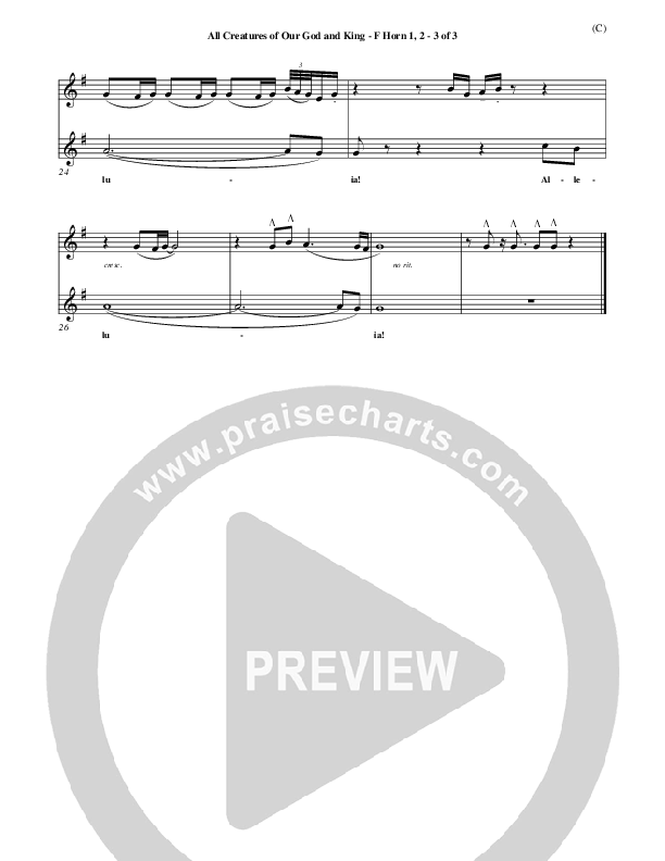 All Creatures Of Our God And King French Horn 1/2 (St. Francis of Assisi)