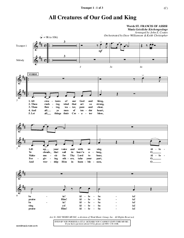 All Creatures Of Our God And King Trumpet 1 (St. Francis of Assisi)