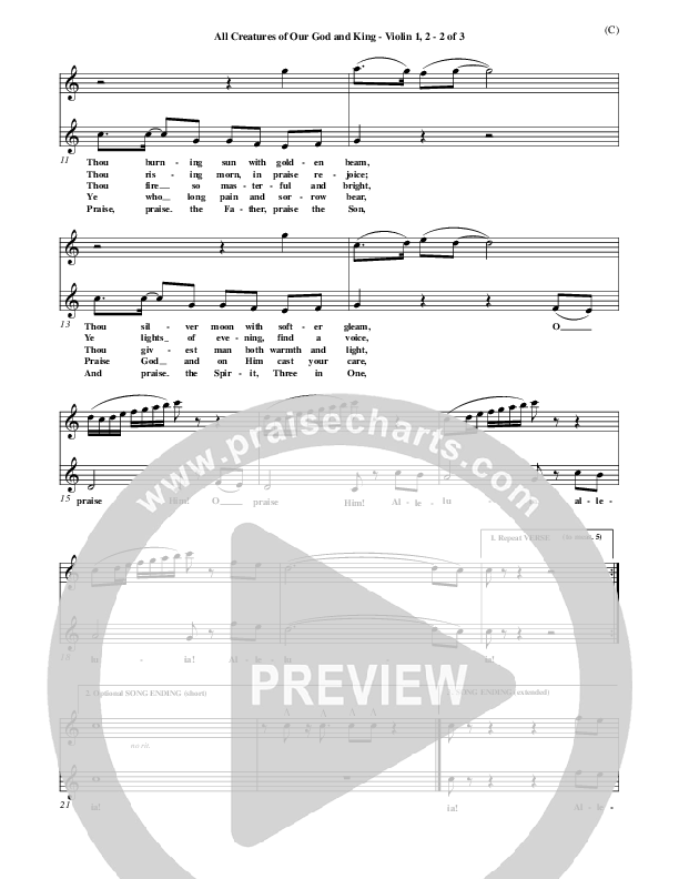 All Creatures Of Our God And King Violin 1/2 (St. Francis of Assisi)