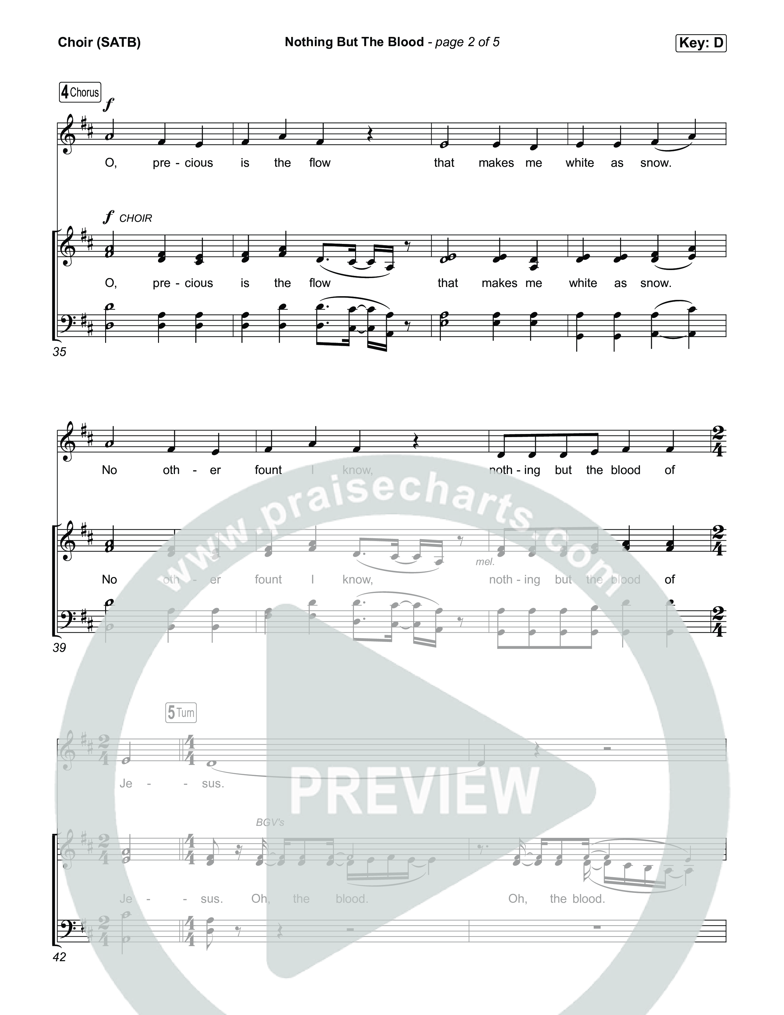 Nothing But The Blood Choir Sheet (The Worship Initiative)