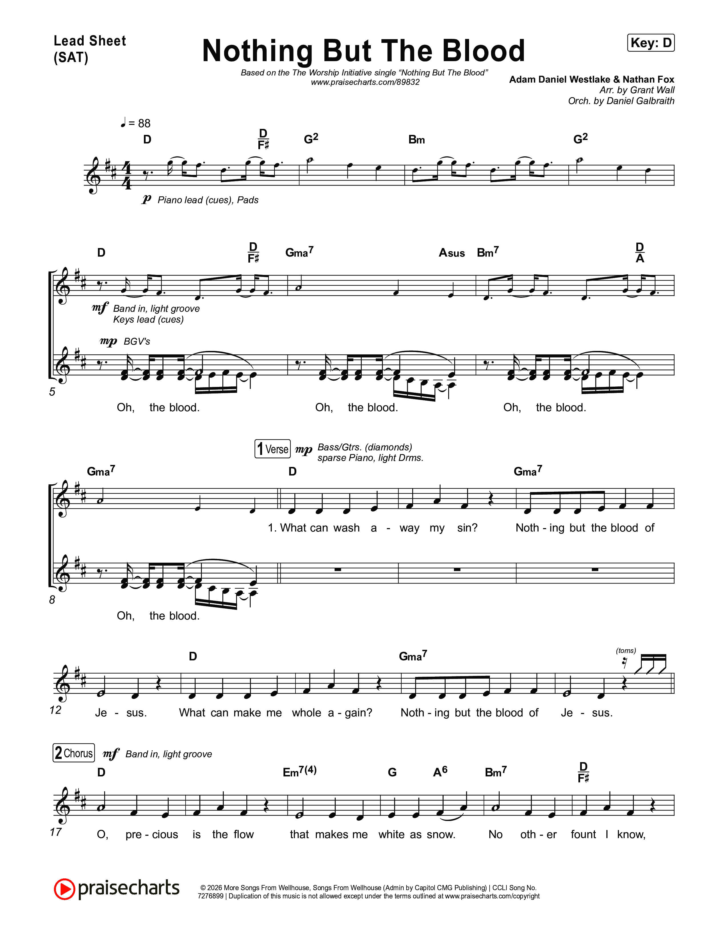 Nothing But The Blood Lead Sheet (SAT) (The Worship Initiative)