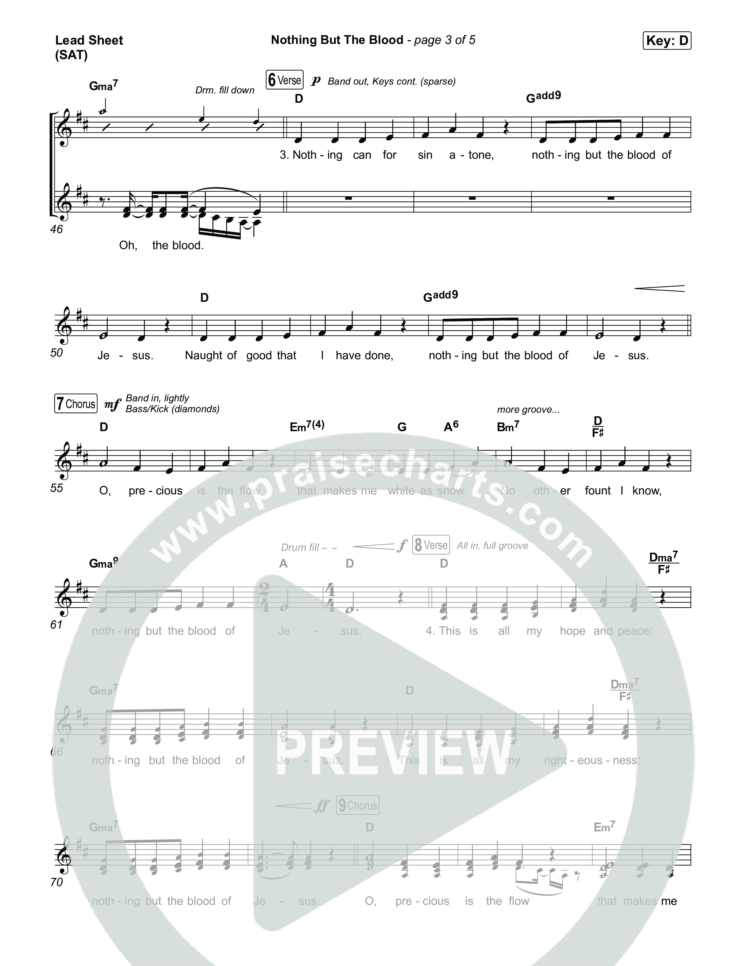 Nothing But The Blood Lead Sheet (SAT) (The Worship Initiative)